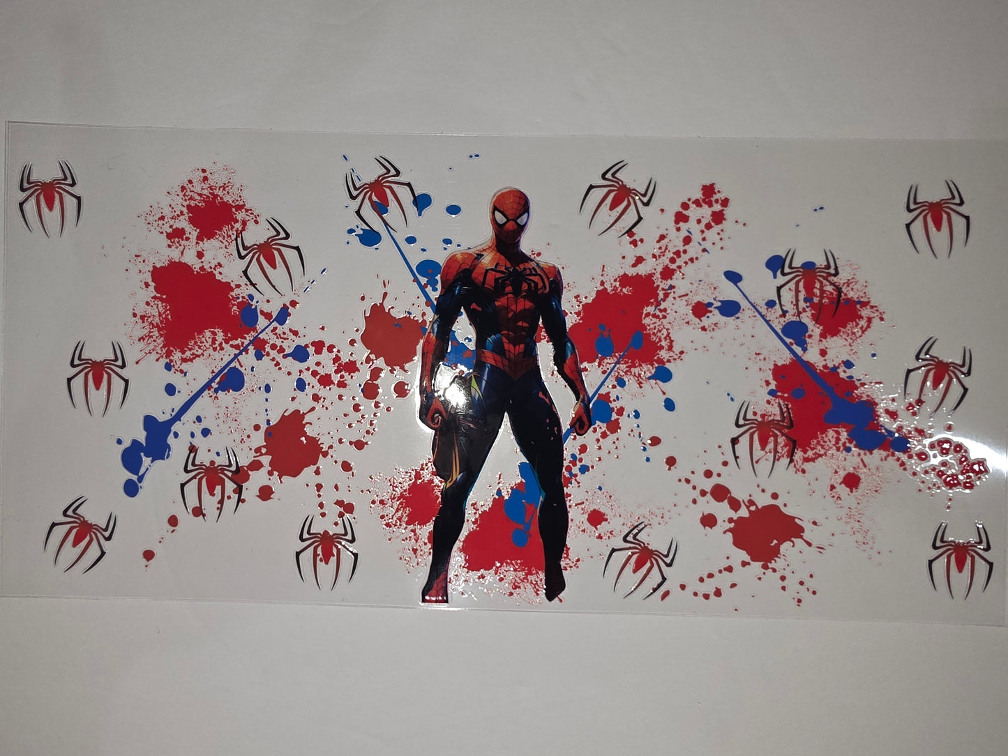 Spiderman Splatter Tumbler Wrap - Red, Blue, Black - Superhero Drinkware Design
