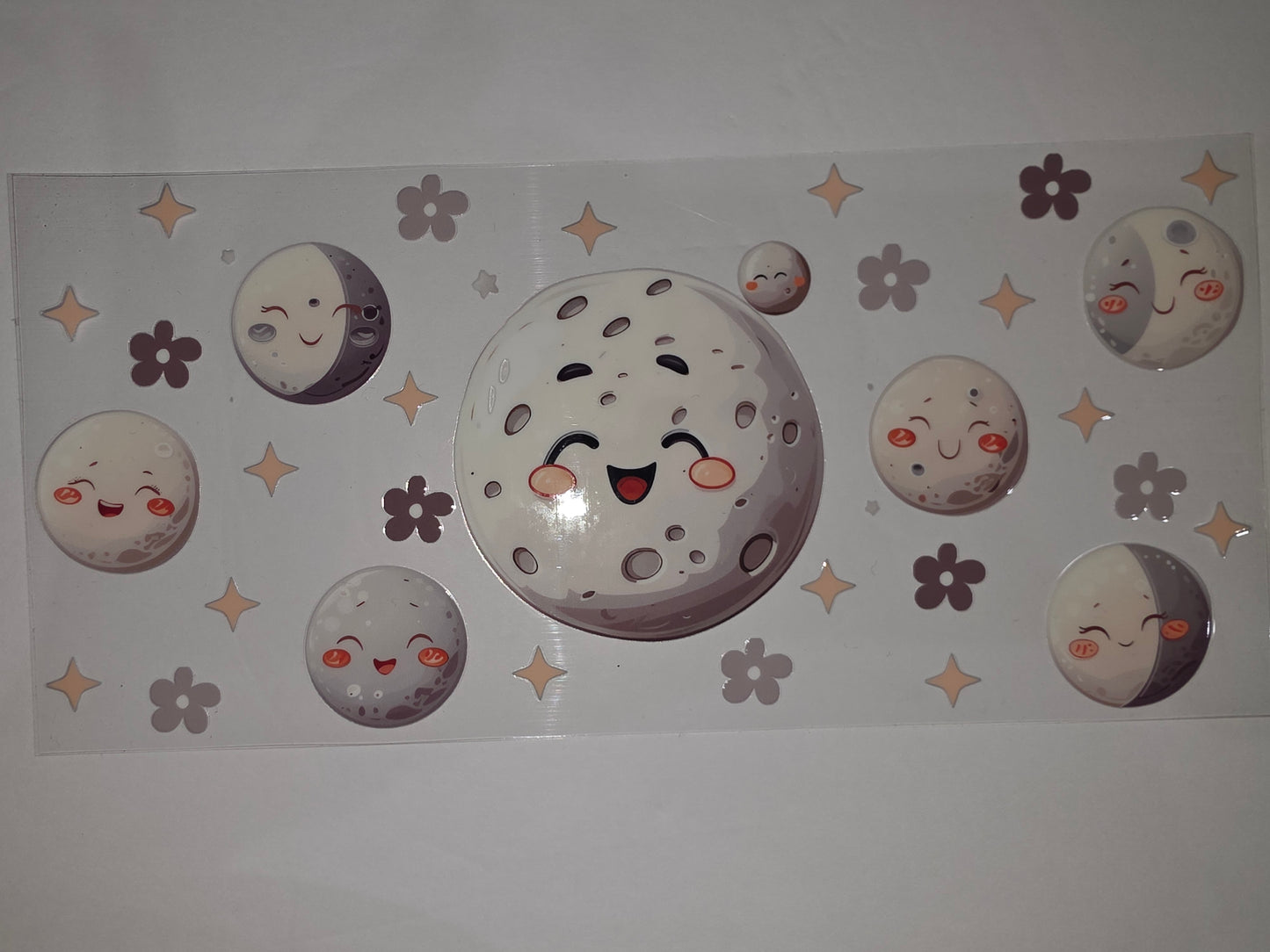 Cute Moon & Stars Tumbler Wrap | Kawaii Celestial Design | Sublimation Cup Art
