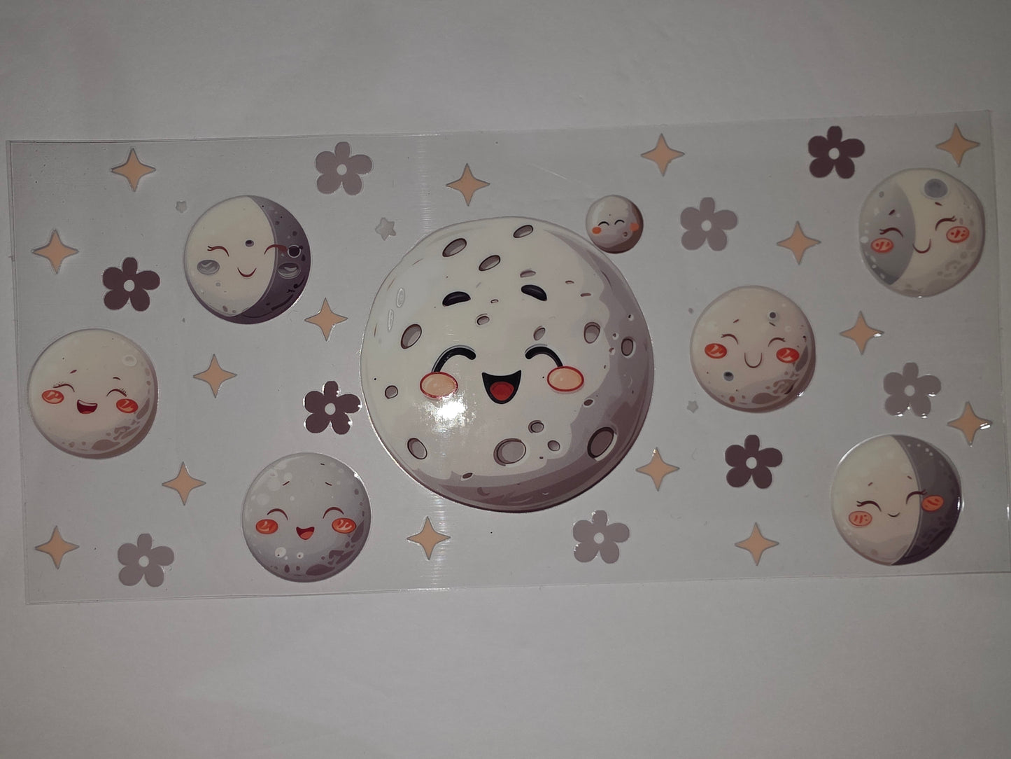 Cute Kawaii Moon & Stars Tumbler Wrap | Pastel Celestial Drinkware Design