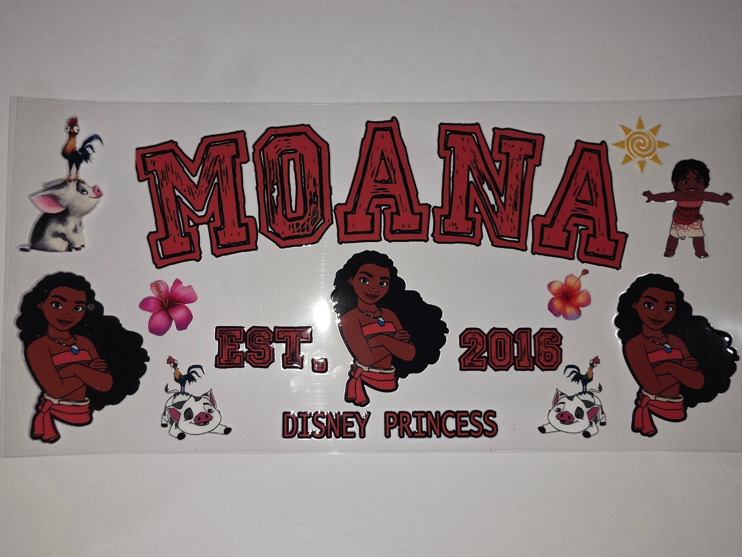Moana Disney Princess Tumbler Wrap | Red & Pink Tropical Theme | Pua & Hei Hei