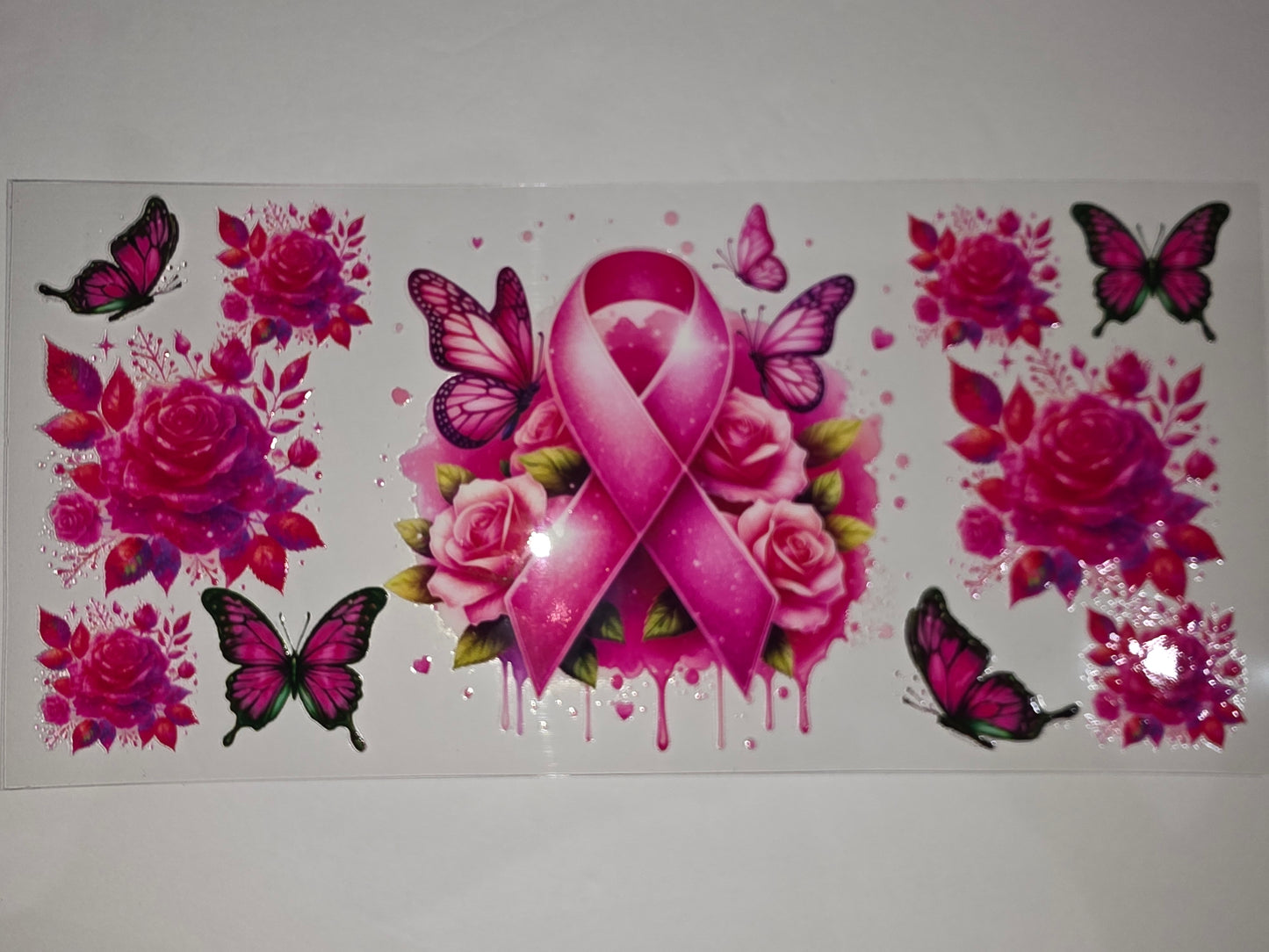 Pink Butterfly & Rose Breast Cancer Awareness Tumbler Wrap - Sublimation Design