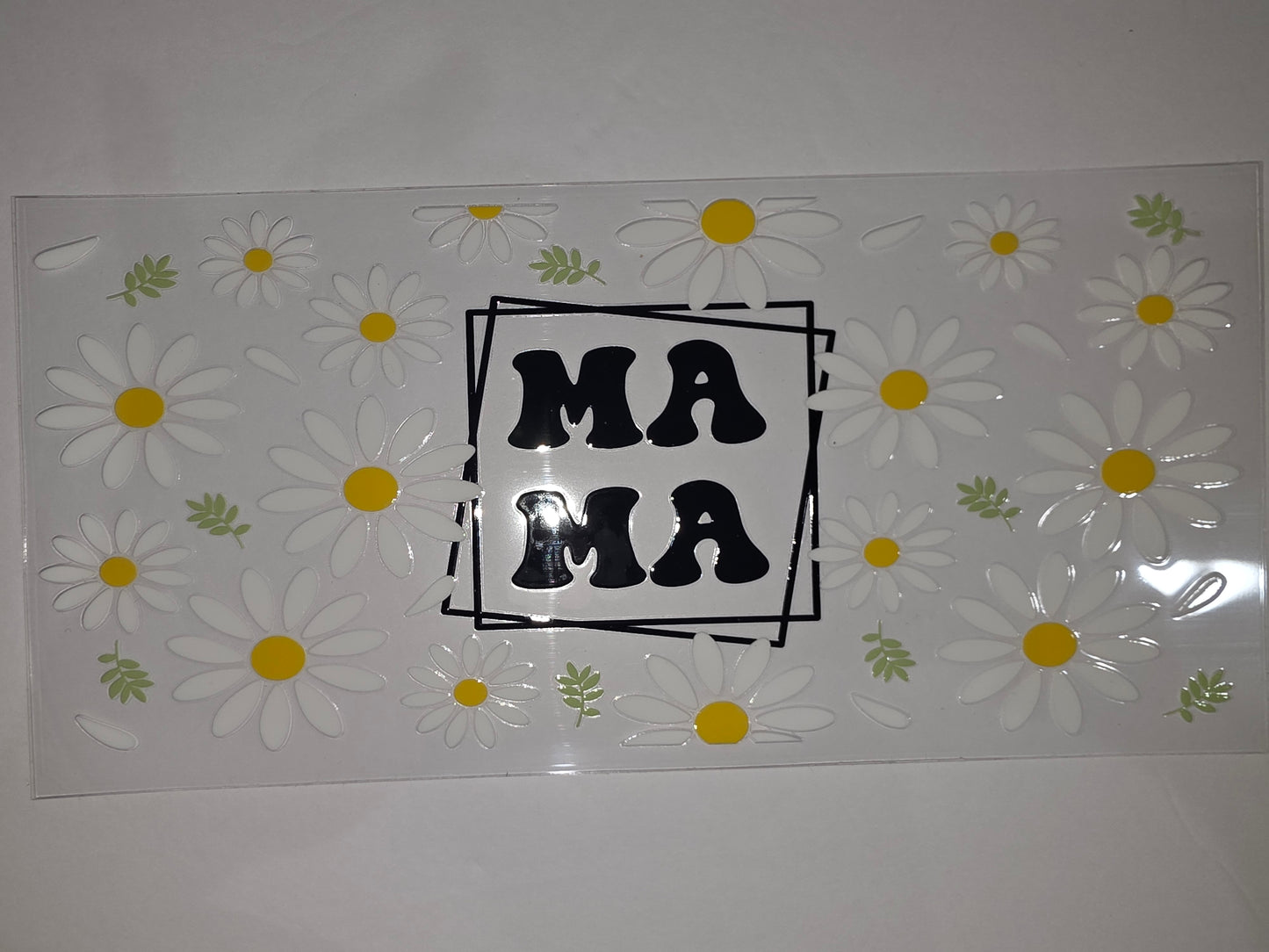 Retro Daisy "Mama" Tumbler Wrap - White, Yellow, Green, Black