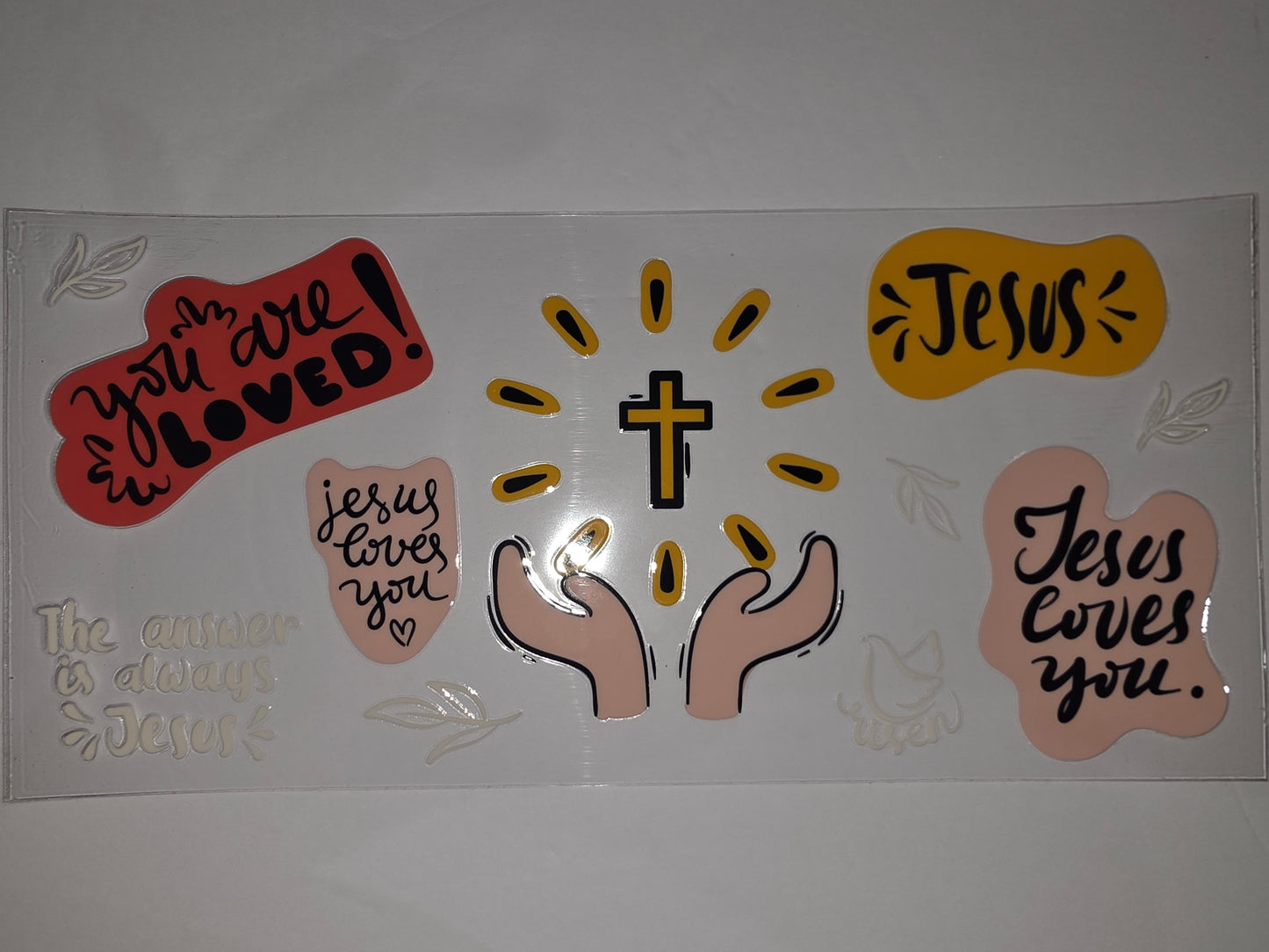Christian Tumbler Wrap | Jesus Loves You | Cross & Dove Design | Faith Drinkware