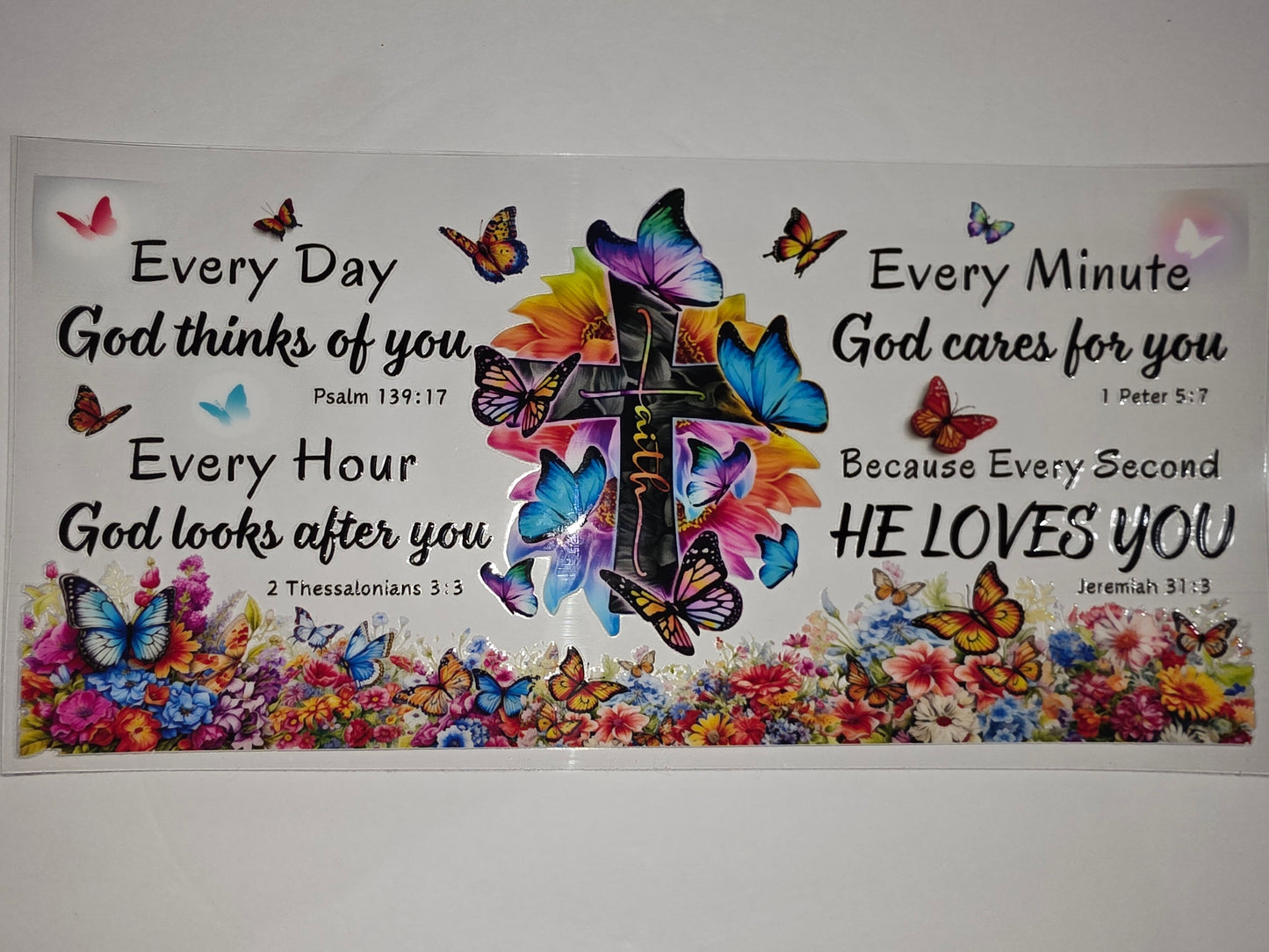 Faith & Butterflies Tumbler Wrap - Floral Christian Design