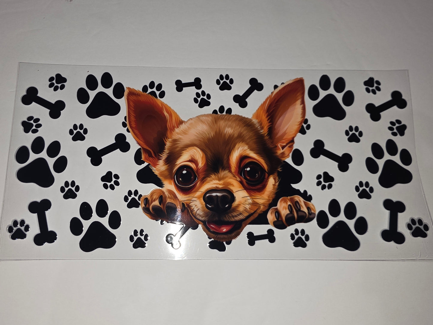 Cute Chihuahua Dog Paw Print Bone Tumbler Wrap - Pet Lover Drinkware Design