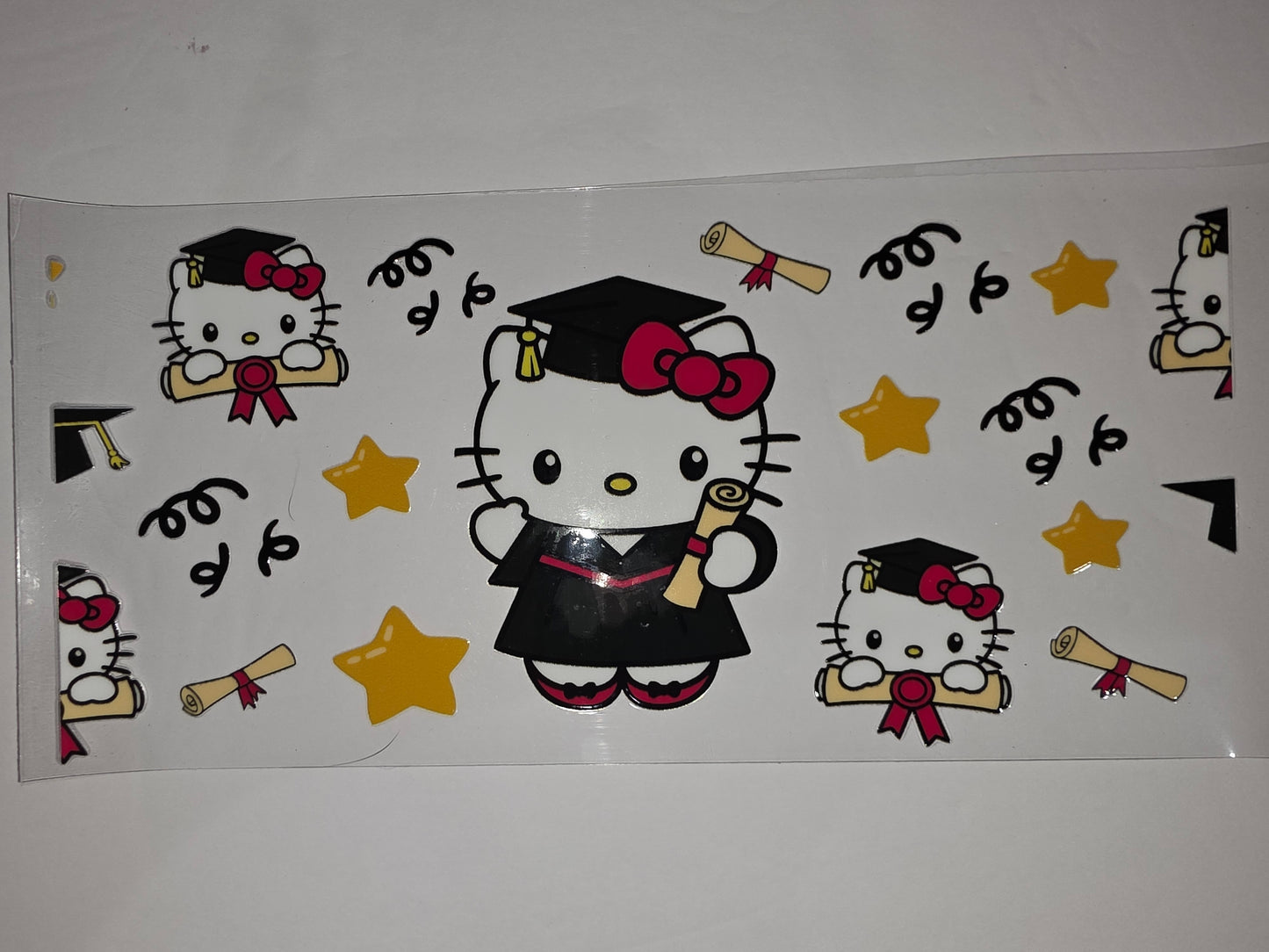 Hello Kitty Graduation Tumbler Wrap - Black, Red, Yellow Stars & Diplomas