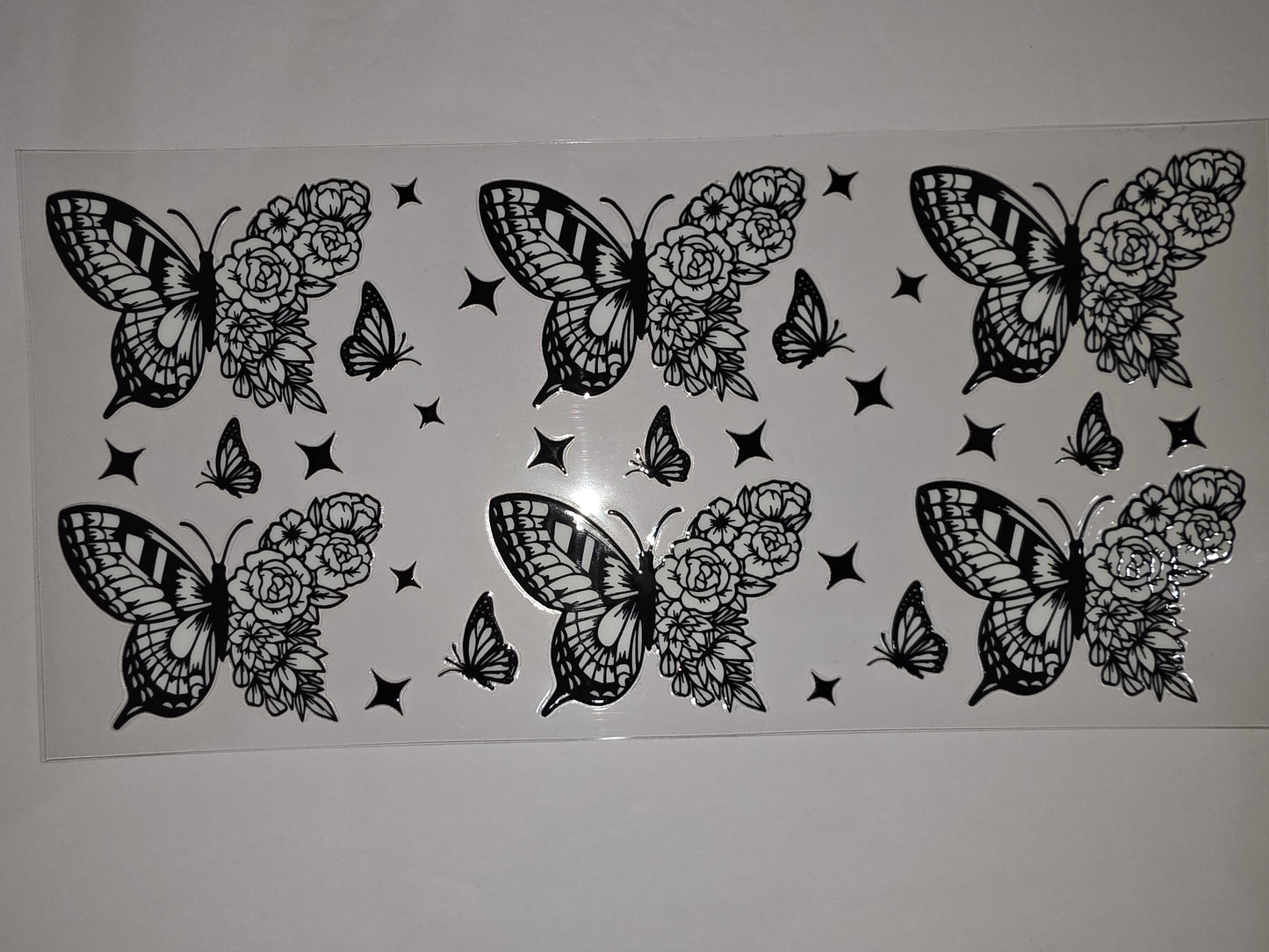 Black Butterfly Floral Tumbler Wrap - Elegant Flower & Butterfly Design for Cups