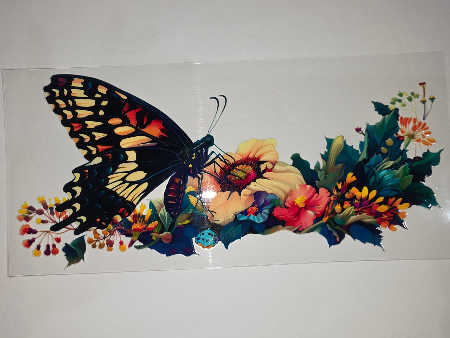 Vibrant Butterfly & Floral Tumbler Wrap - Nature Inspired Drinkware Design