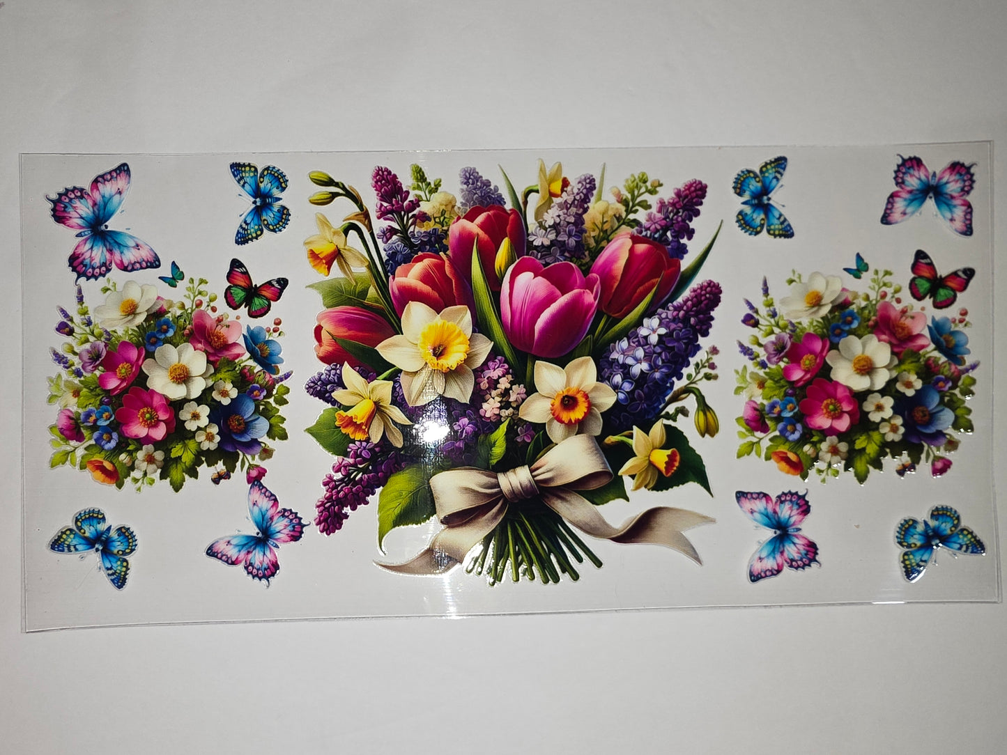 Vibrant Floral Butterfly Tumbler Wrap - Spring Flowers & Butterflies Design