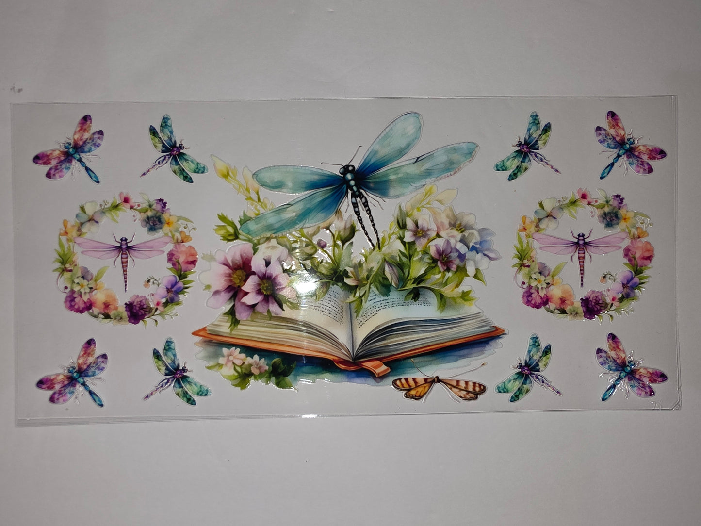 Enchanted Dragonfly & Floral Book Tumbler Wrap | Watercolor Butterfly & Insect Design