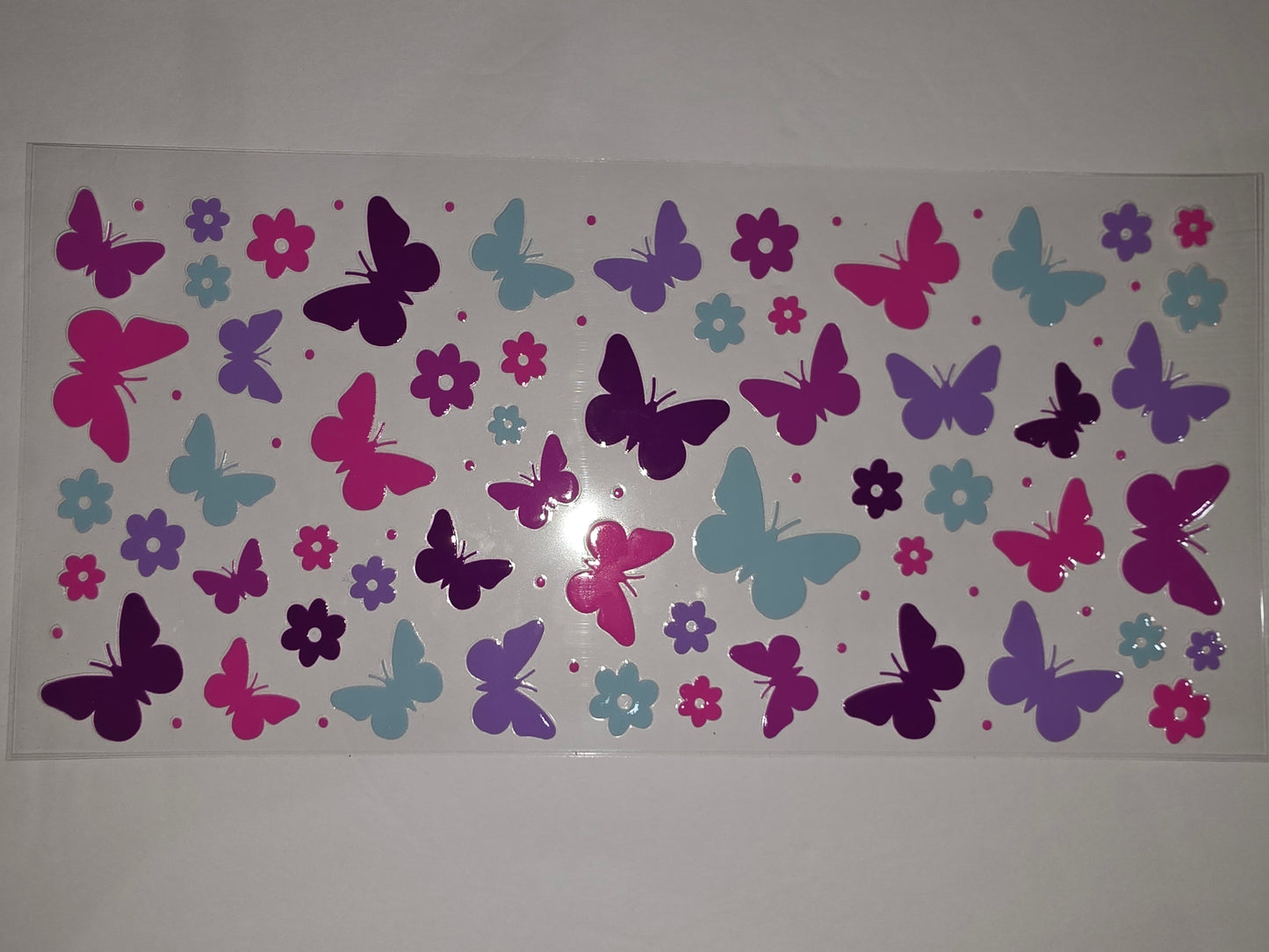 Vibrant Butterfly & Flower Tumbler Wrap | Pink, Purple, Teal Butterfly Decals