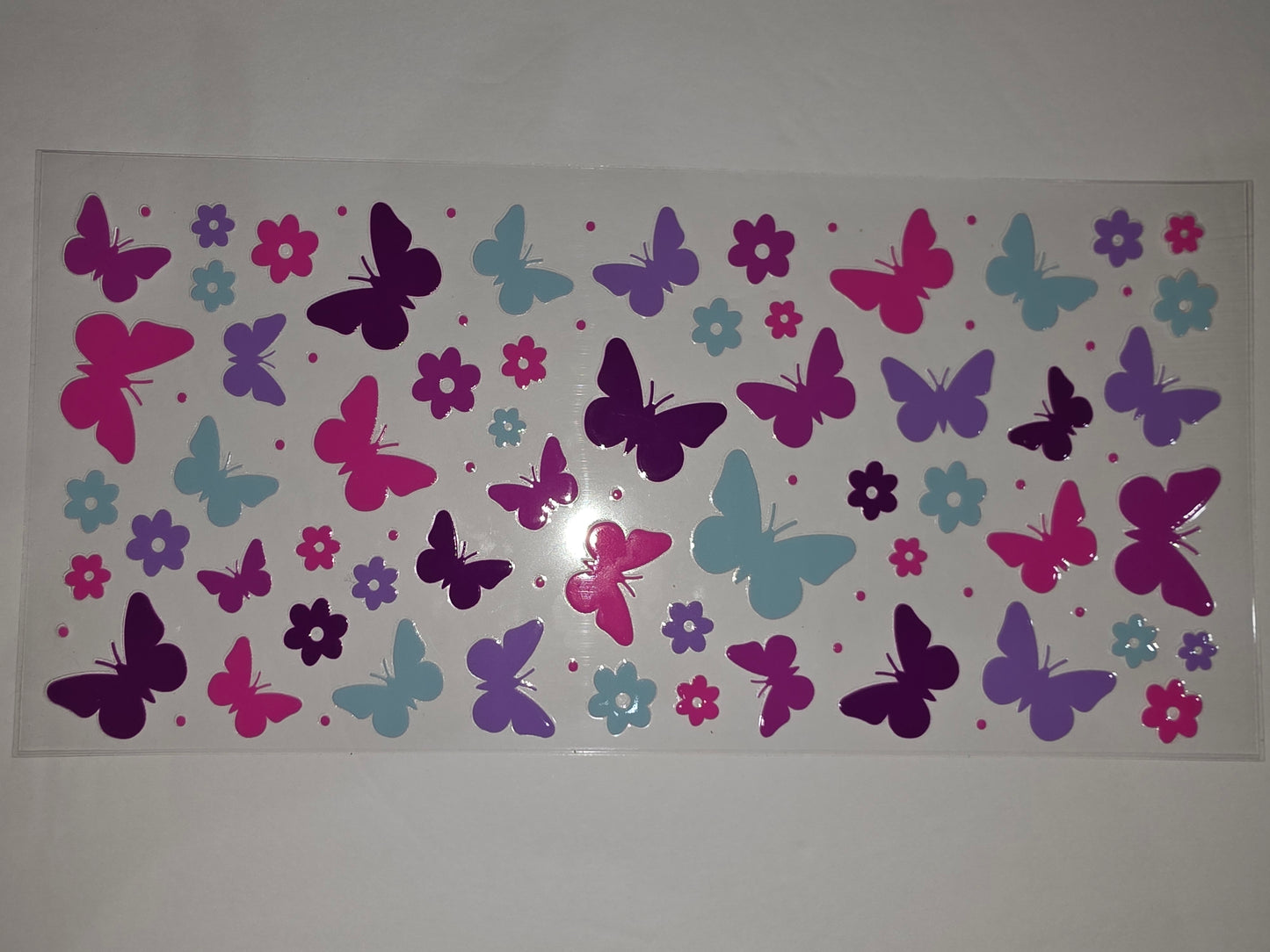 Vibrant Butterfly & Flower Tumbler Wrap - Pink, Purple, Teal