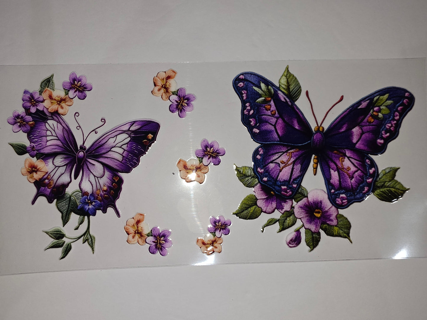 Purple Butterfly Floral Tumbler Wrap - Vibrant Butterfly & Flower Design for Cups