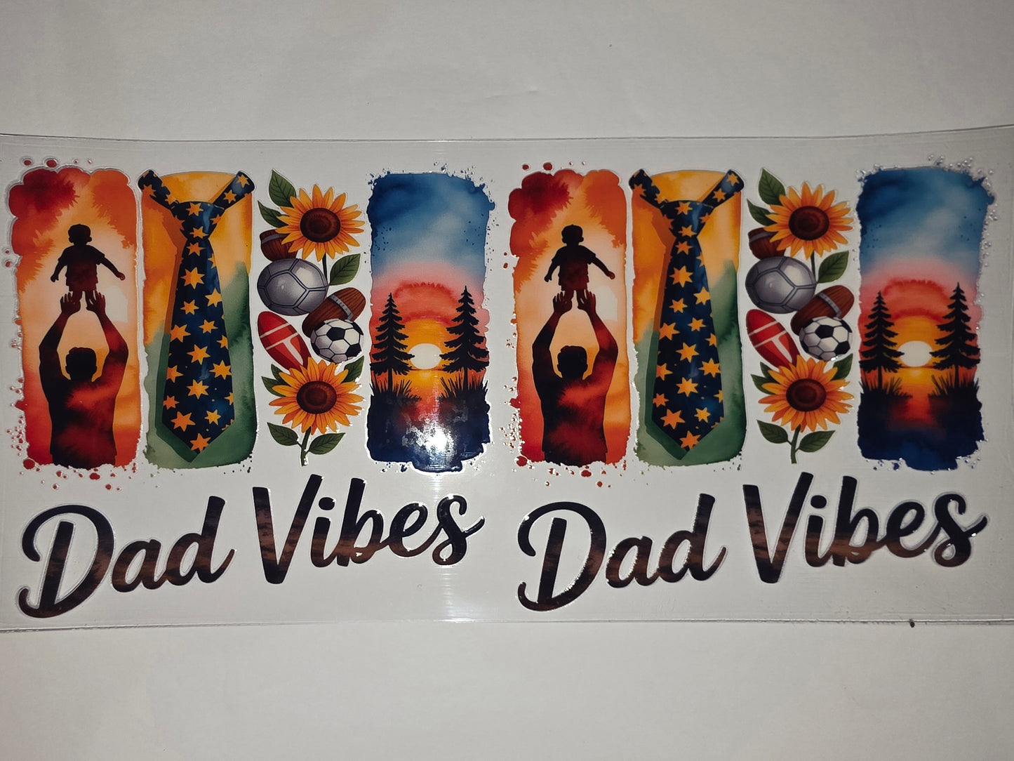 Dad Vibes Tumbler Wrap - Sunset, Sunflower & Sports Design