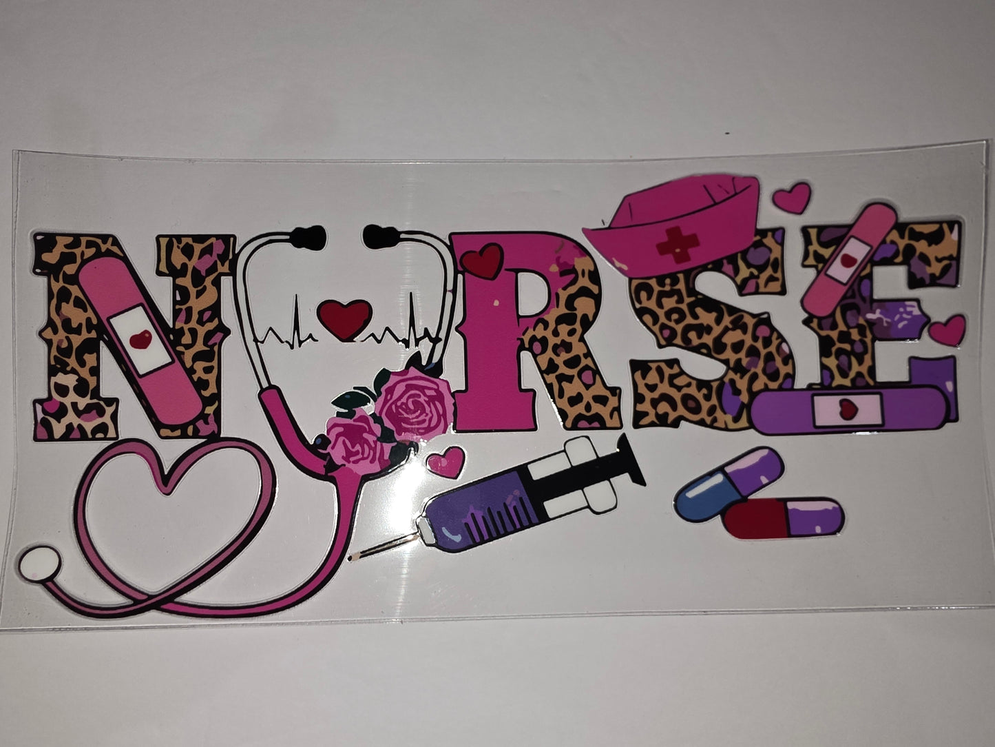 Leopard Print Nurse Tumbler Wrap - Pink & Purple Medical Design