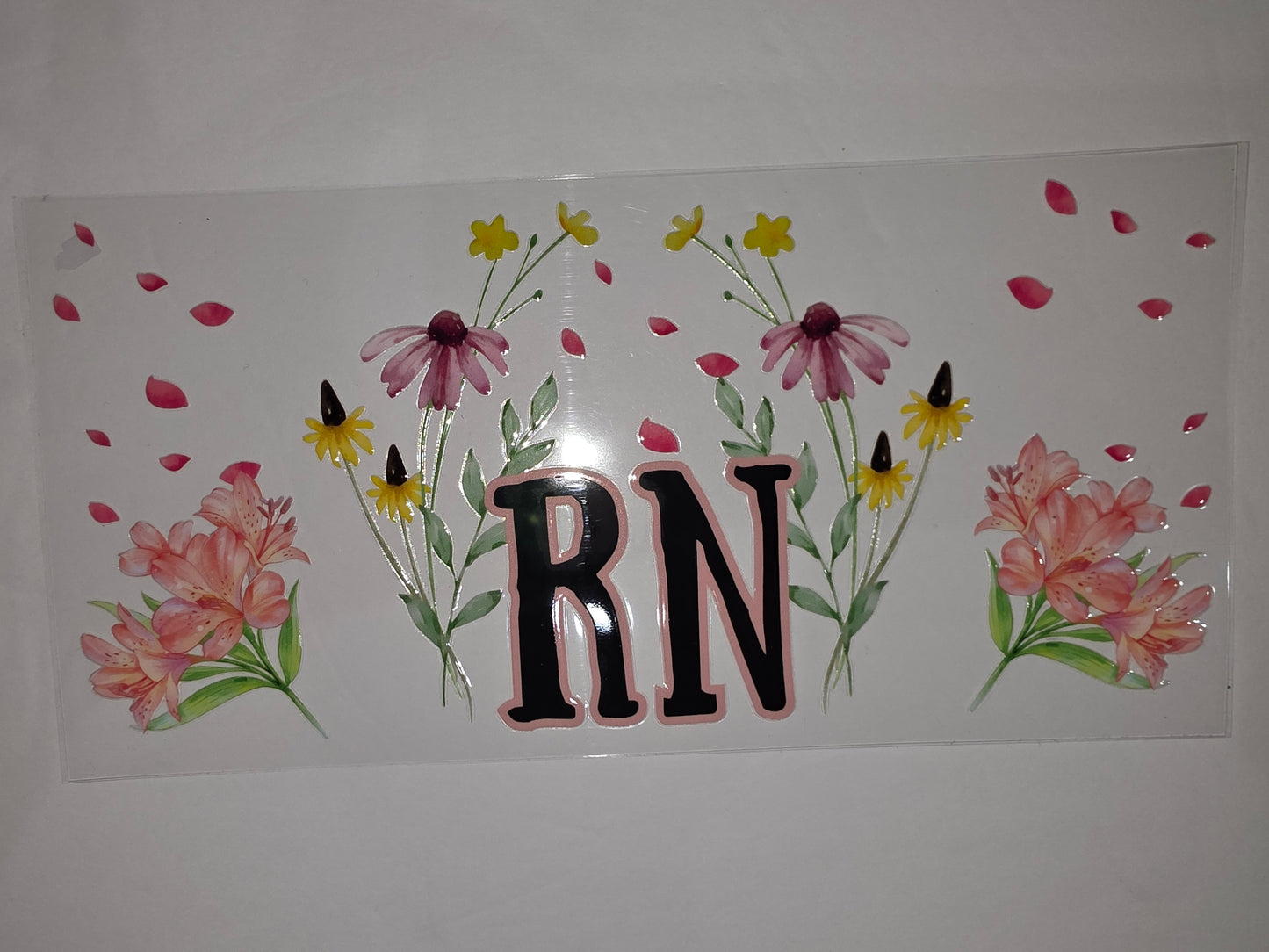 RN Floral Tumbler Wrap - Pink & Yellow Flowers, Watercolor Style