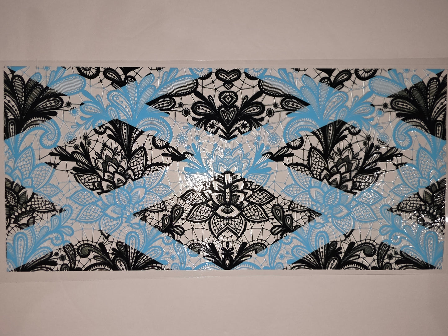 Black & Blue Lace Floral Tumbler Wrap - Elegant Floral Design for Cups