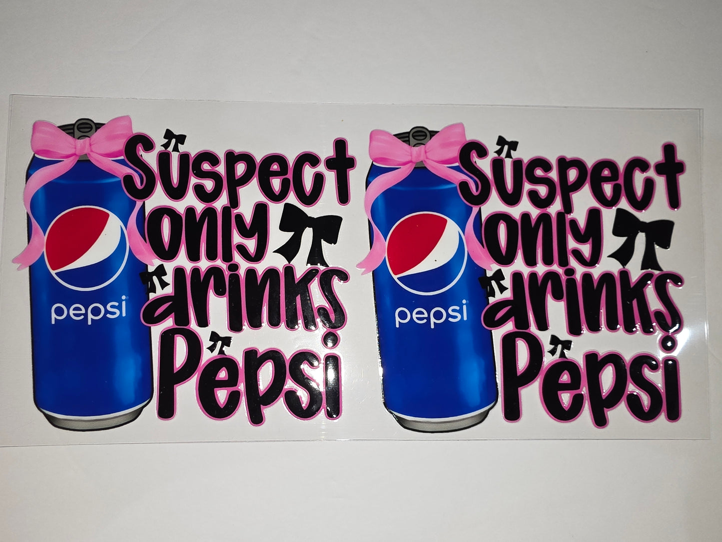 Pepsi Can Tumbler Wrap - Pink Bows & Black Lettering - Fun Drinkware Design