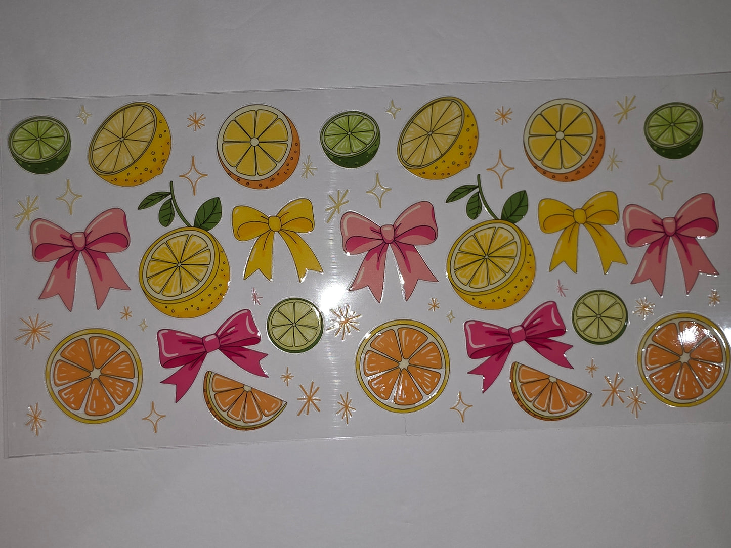 Citrus Fruit & Bow Tumbler Wrap | Lemon Lime Orange Slice Design | Pink & Yellow Accents