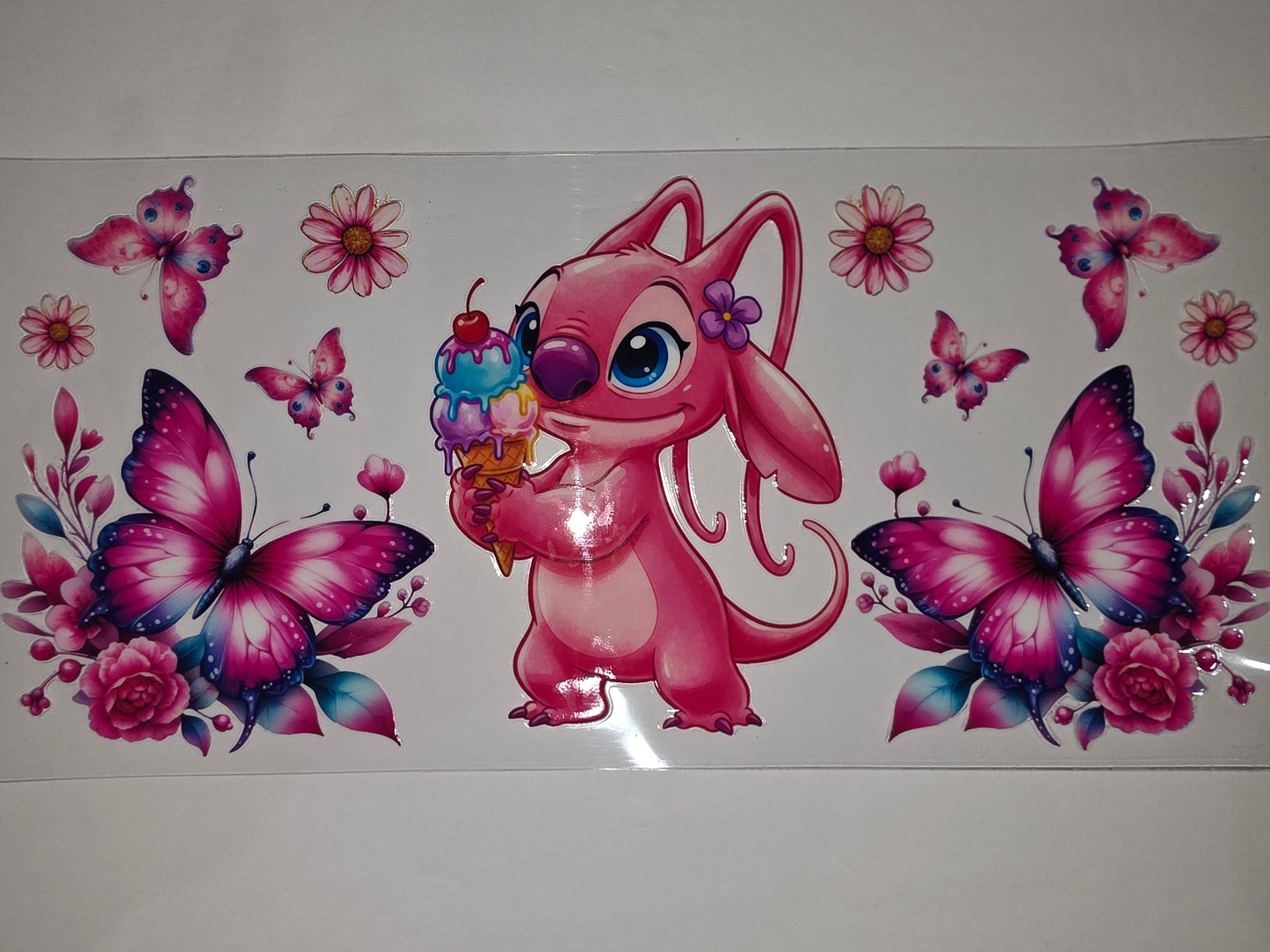 Pink Angel Character Ice Cream Butterfly Flower Tumbler Wrap - Sublimation Design