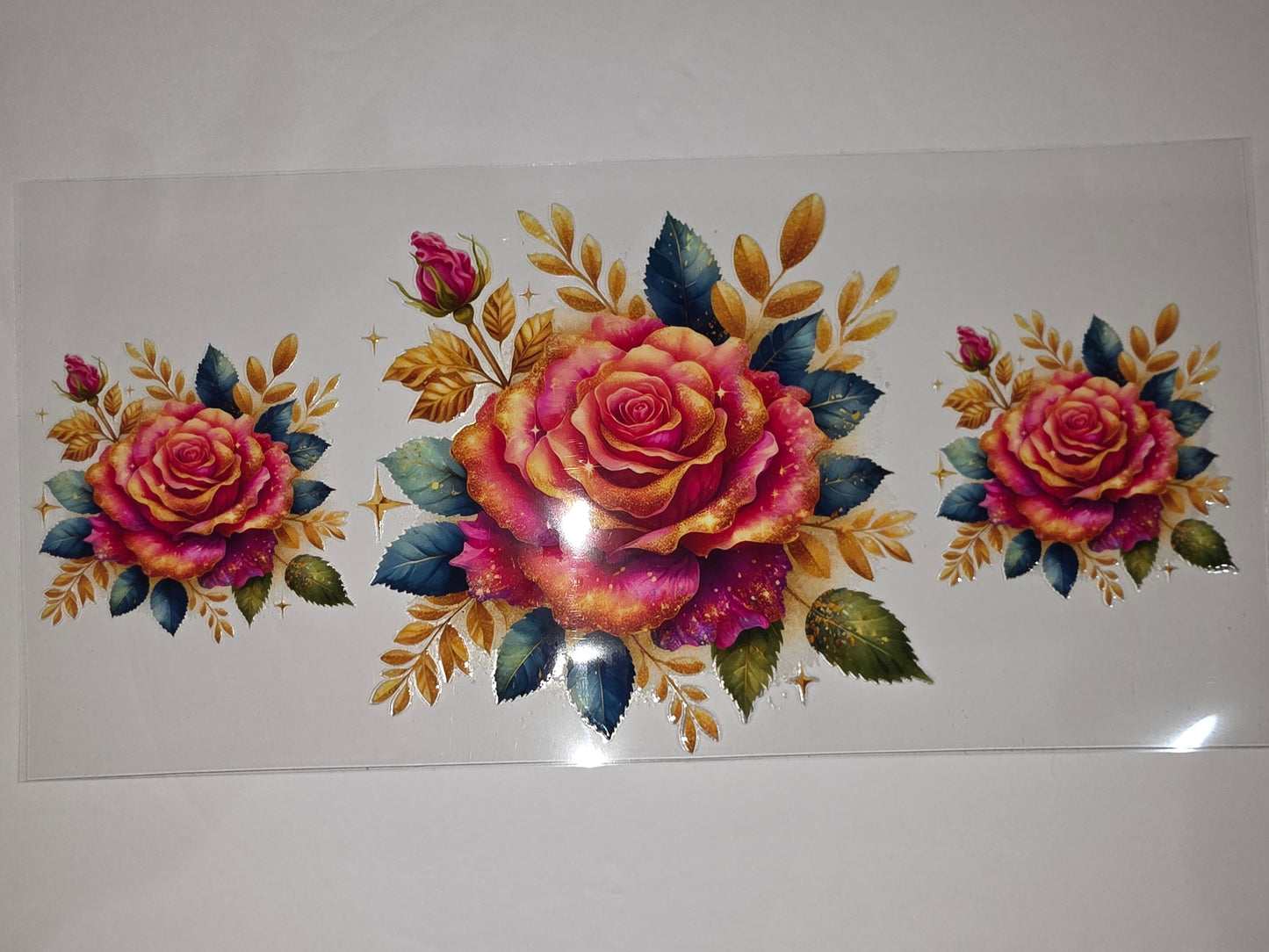 Gilded Rose Floral Tumbler Wrap | Pink Orange Gold Flowers | Sublimation Design