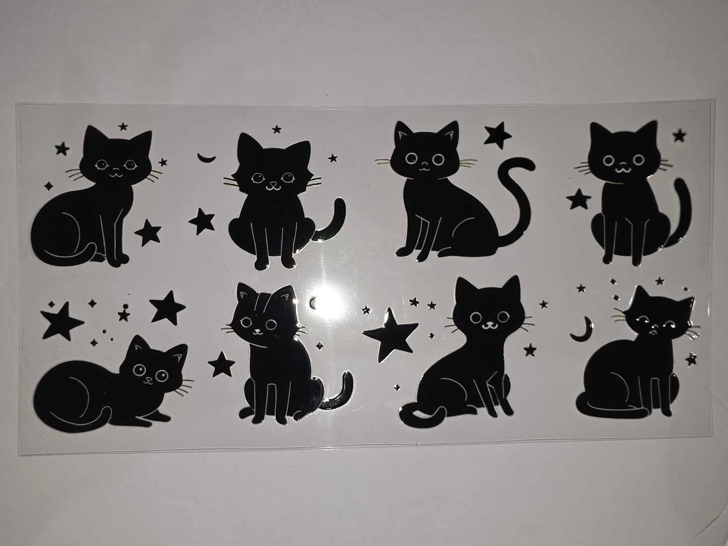 Cute Black Cat & Stars Tumbler Wrap | Kawaii Kitty Drinkware Design