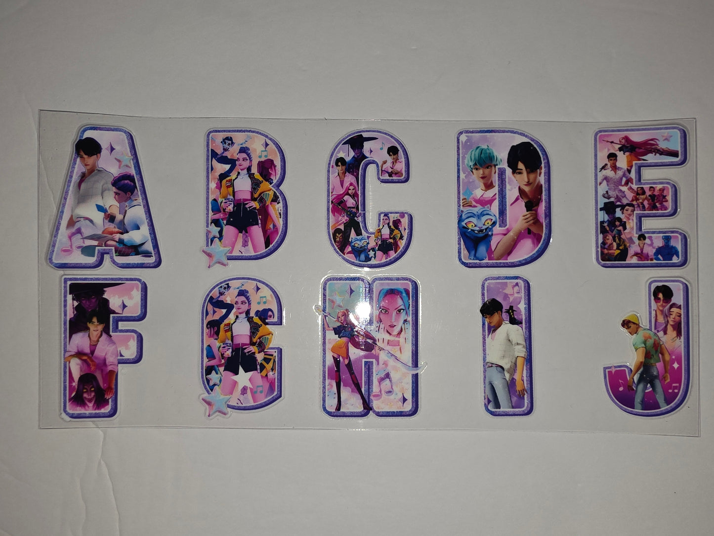 K-Pop Inspired Alphabet Tumbler Wraps | Anime Style Characters & Music Notes | Purple & Pink Aesthetic