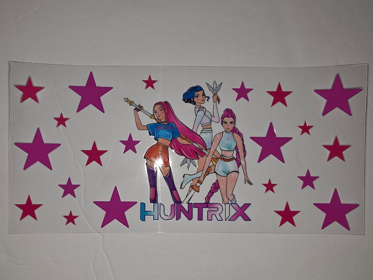 HUNTRIX Anime Girl Tumbler Wrap - Pink & Blue Stars - Sublimation Design