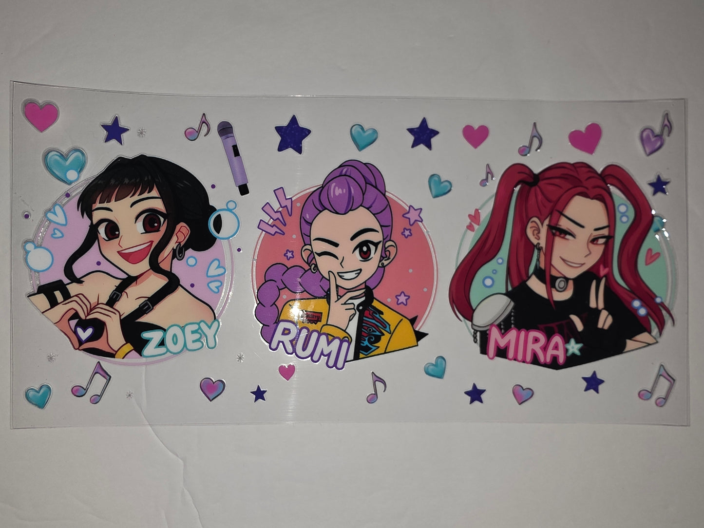 K-Pop Inspired Anime Girl Tumbler Wrap - Zoey, Rumi, Mira - Pink, Purple, Teal