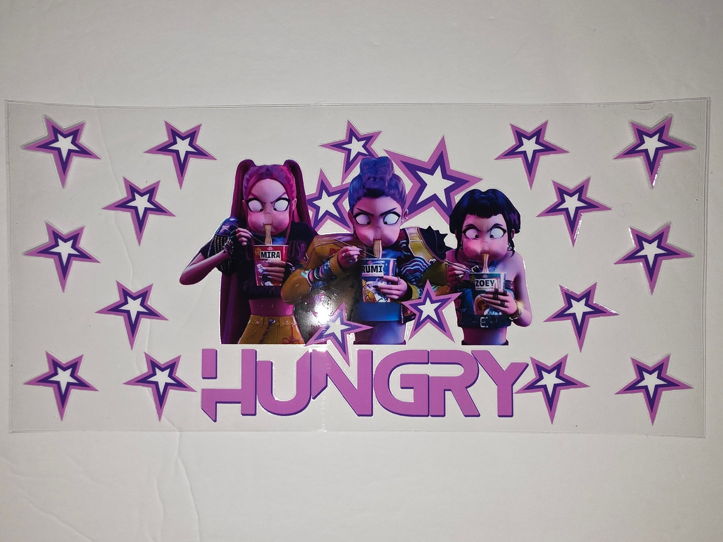 Hungry Girls Tumbler Wrap - Purple Stars & Anime Style Drinkware Design