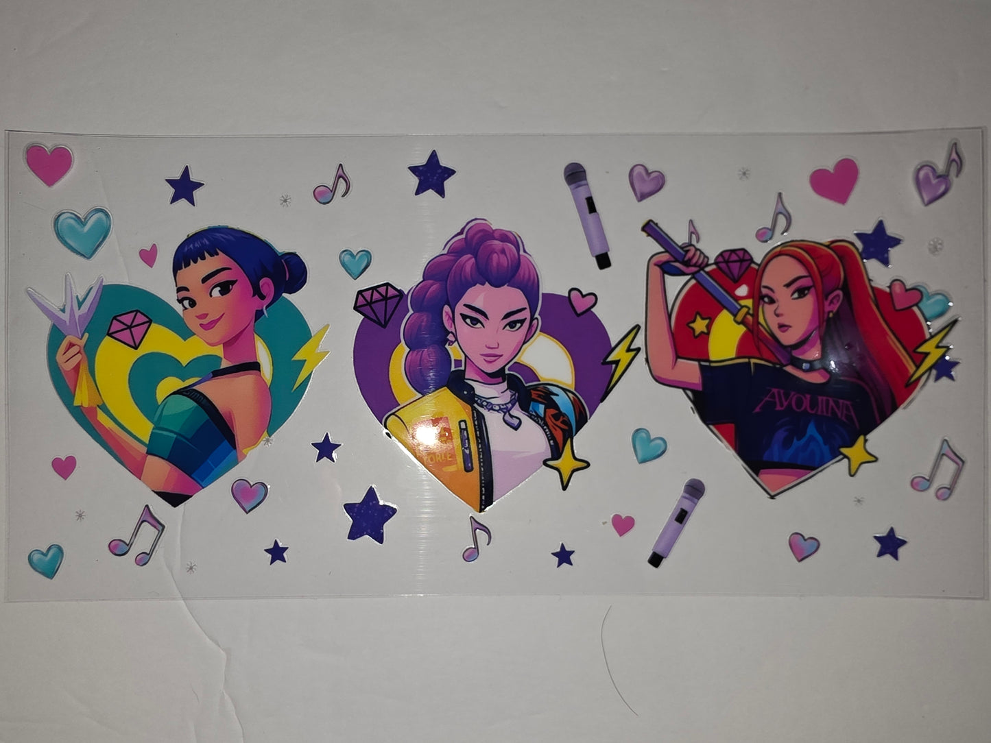 K-Pop Girl Group Tumbler Wrap | Anime Style Characters, Hearts, Stars & Music Notes