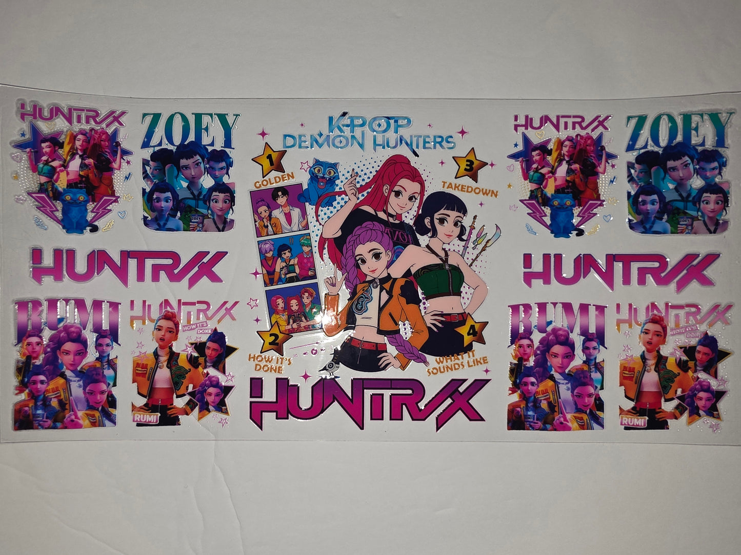 K-Pop Demon Hunters Tumbler Wrap | Anime Girl Band Design | Pink, Blue, Purple
