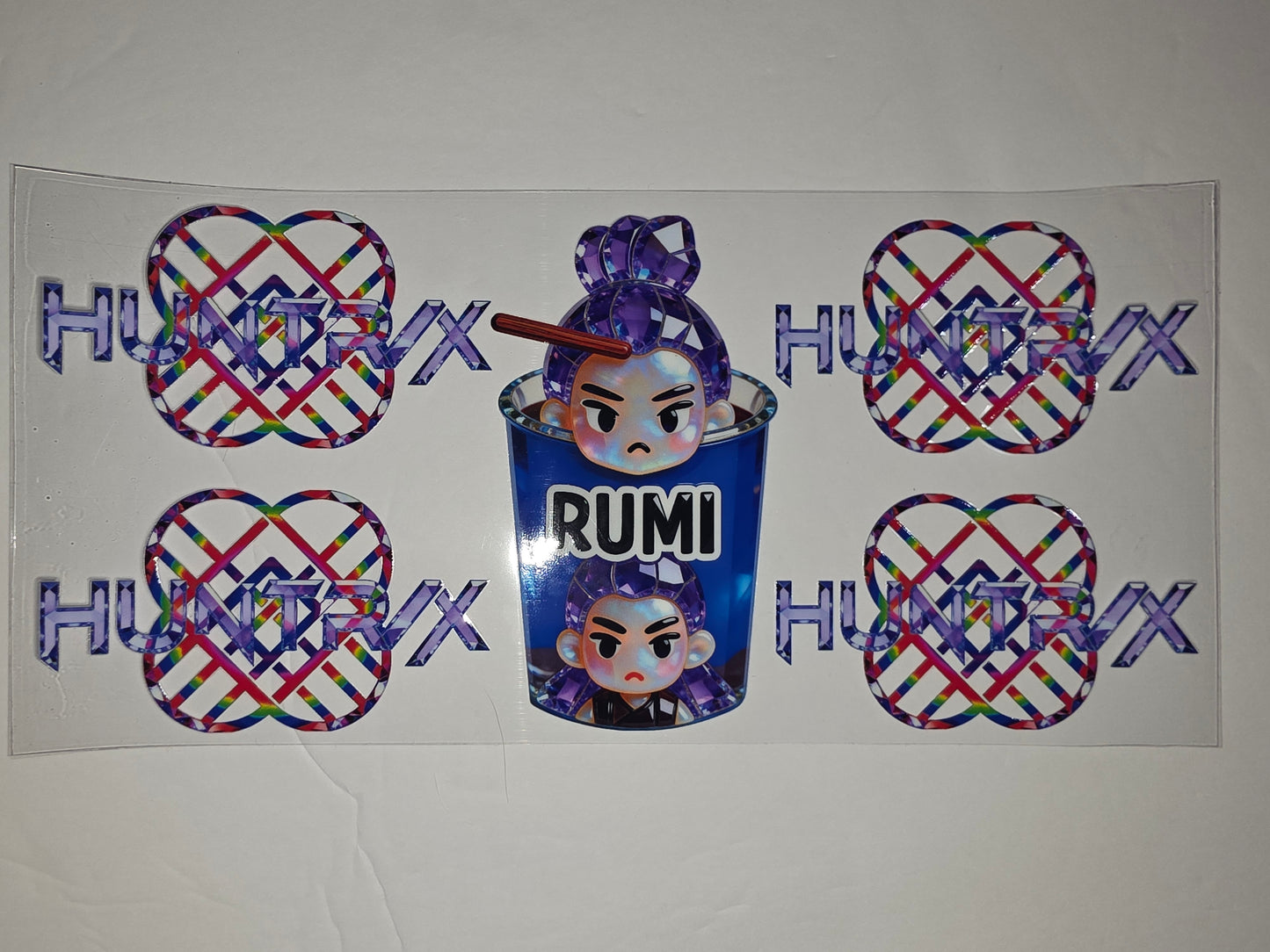Cute Rumi Character Tumbler Wrap - Kawaii Anime Style, Rainbow & Purple Gem Design
