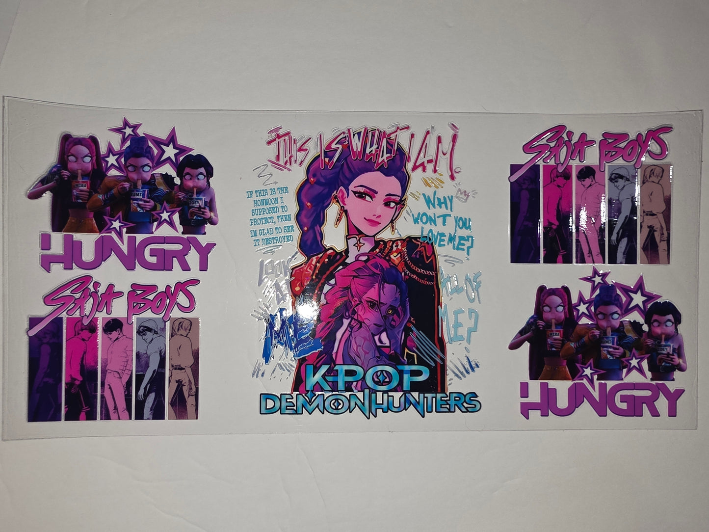 K-Pop Demon Hunters Tumbler Wrap - Anime Style, Purple & Pink, Gothic Aesthetic
