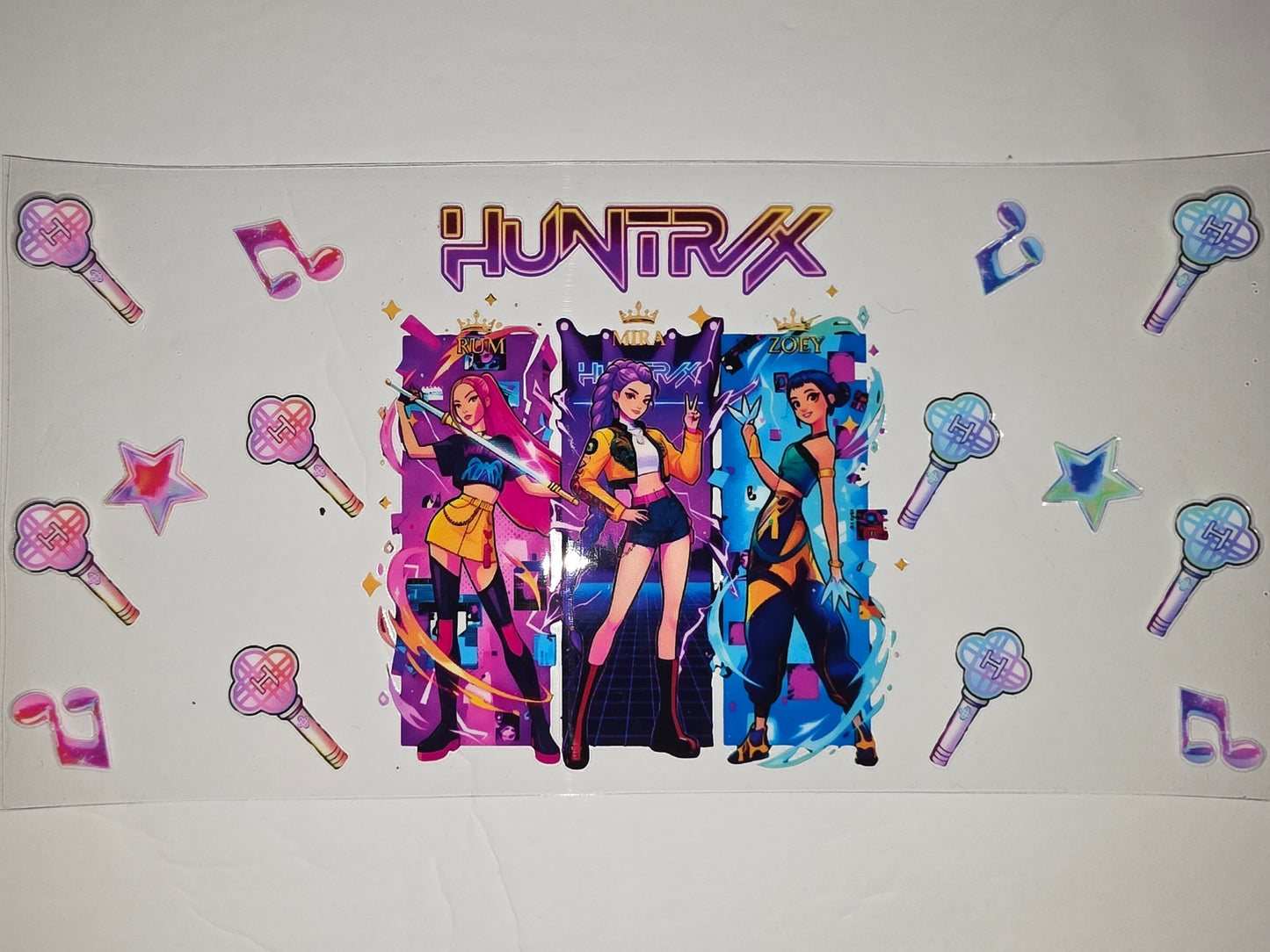 K-Pop Girl Group Tumbler Wrap - Neon Pink, Purple, Blue & Yellow Anime Style