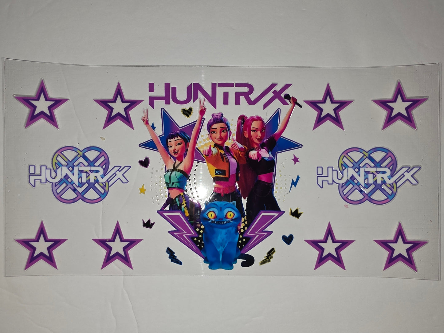 HUNT RX Girl Group Tumbler Wrap - Purple Stars & Blue Cat Design