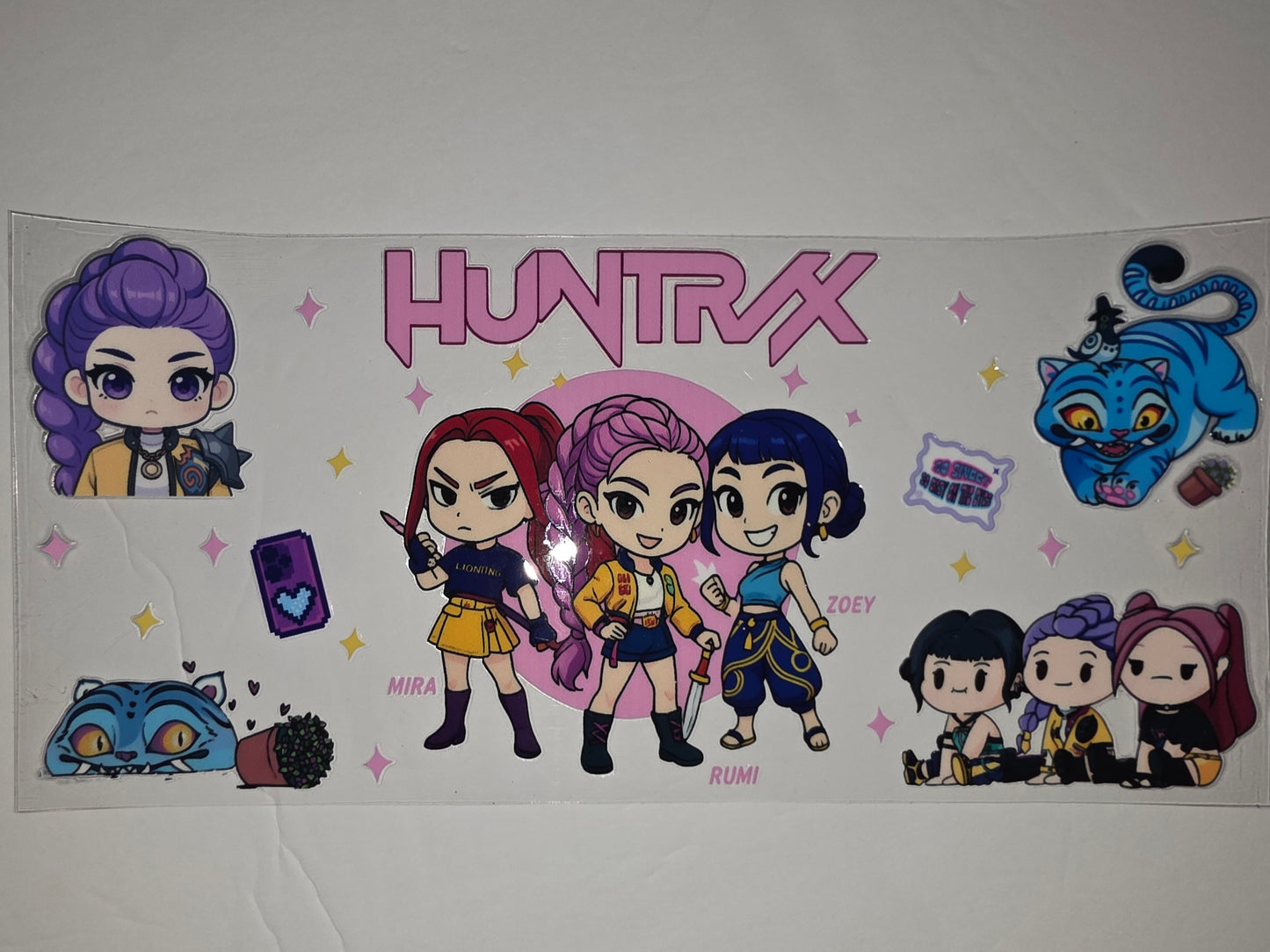 Chibi K-Pop Girl Group Tumbler Wrap - Pink, Blue, Yellow, Purple Anime Style