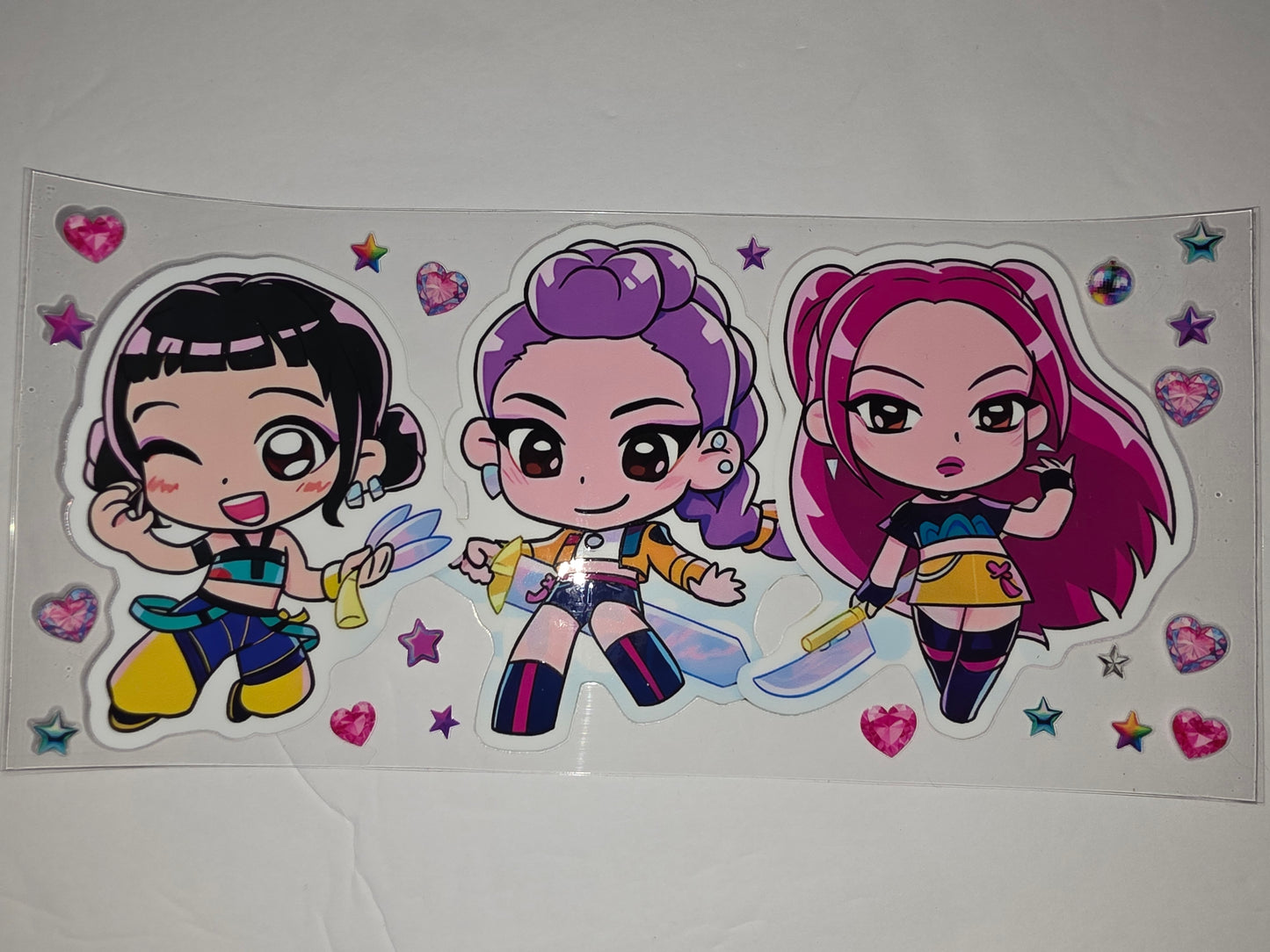 Chibi Anime Girl Tumbler Wrap - Kawaii K-Pop Style with Hearts & Stars