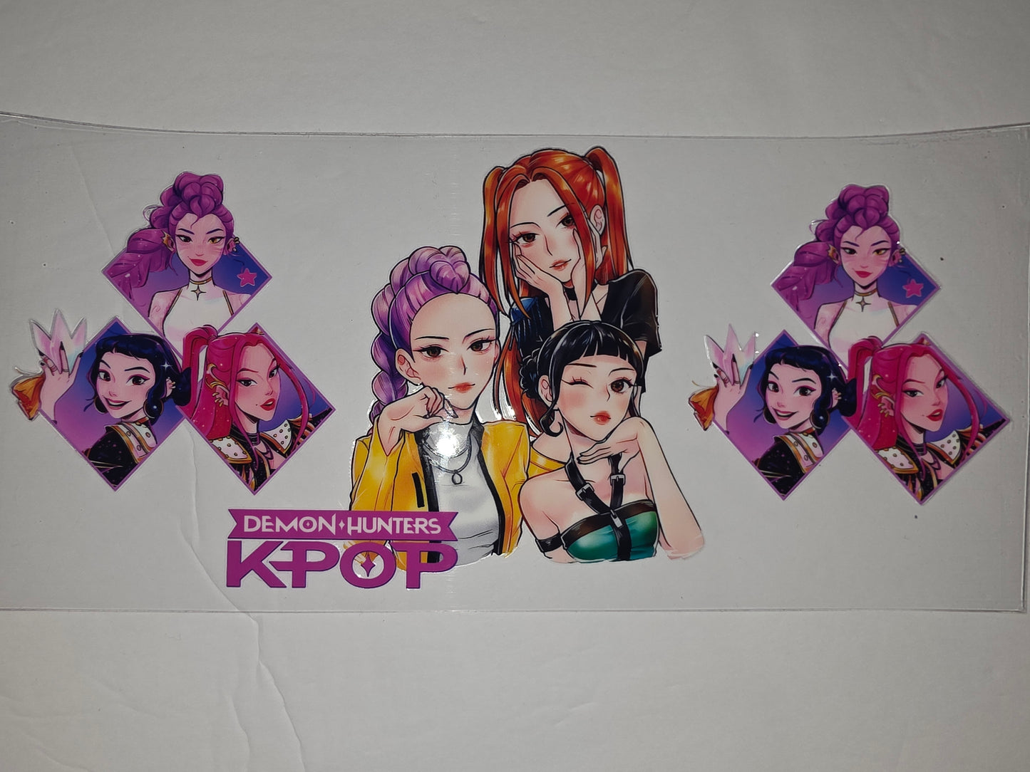 K-Pop Demon Hunters Anime Girl Tumbler Wrap | Pink Purple Orange Anime Art