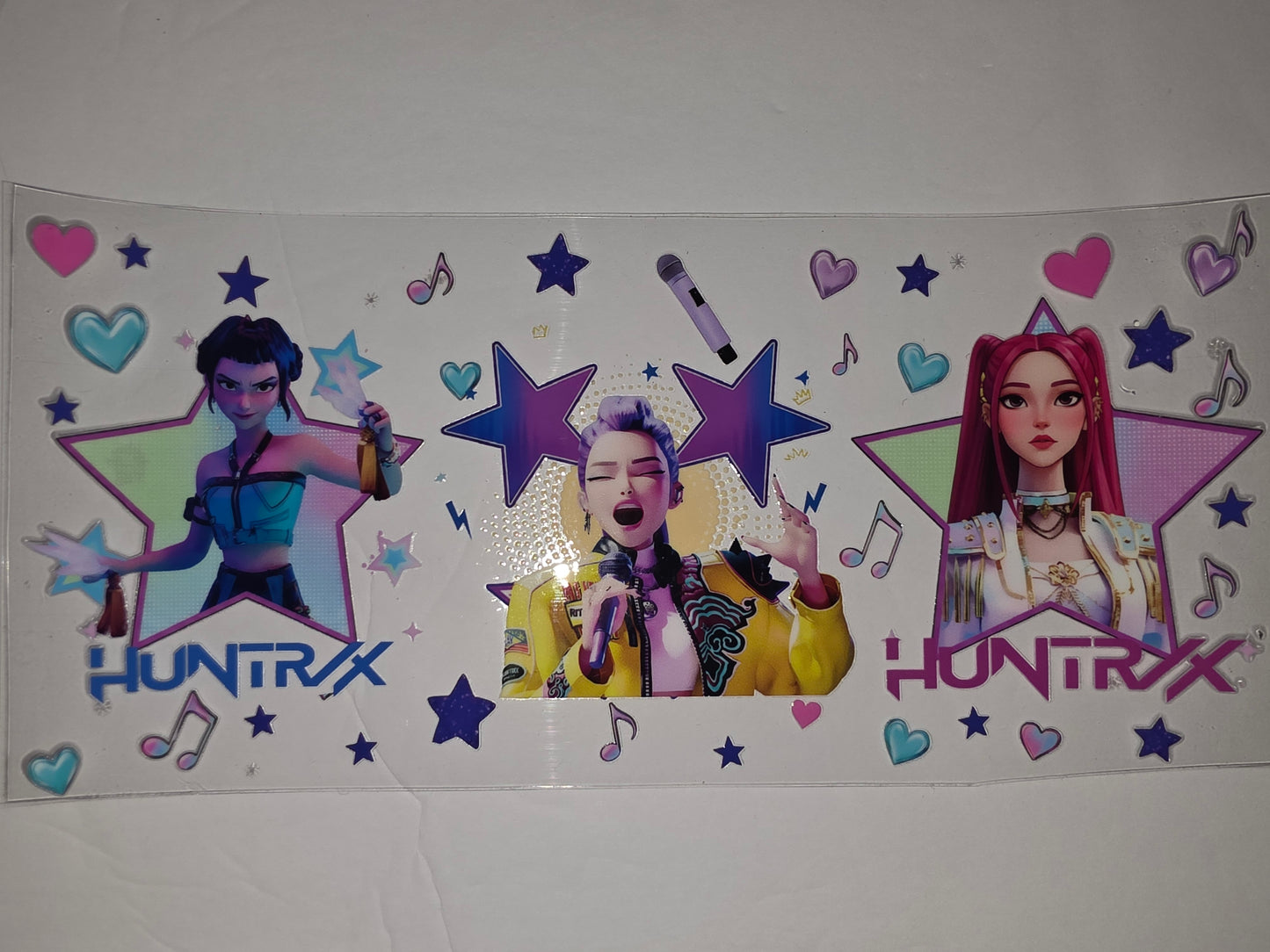K-Pop Inspired Tumbler Wrap - Pink, Blue, Purple Stars & Hearts - Music Theme