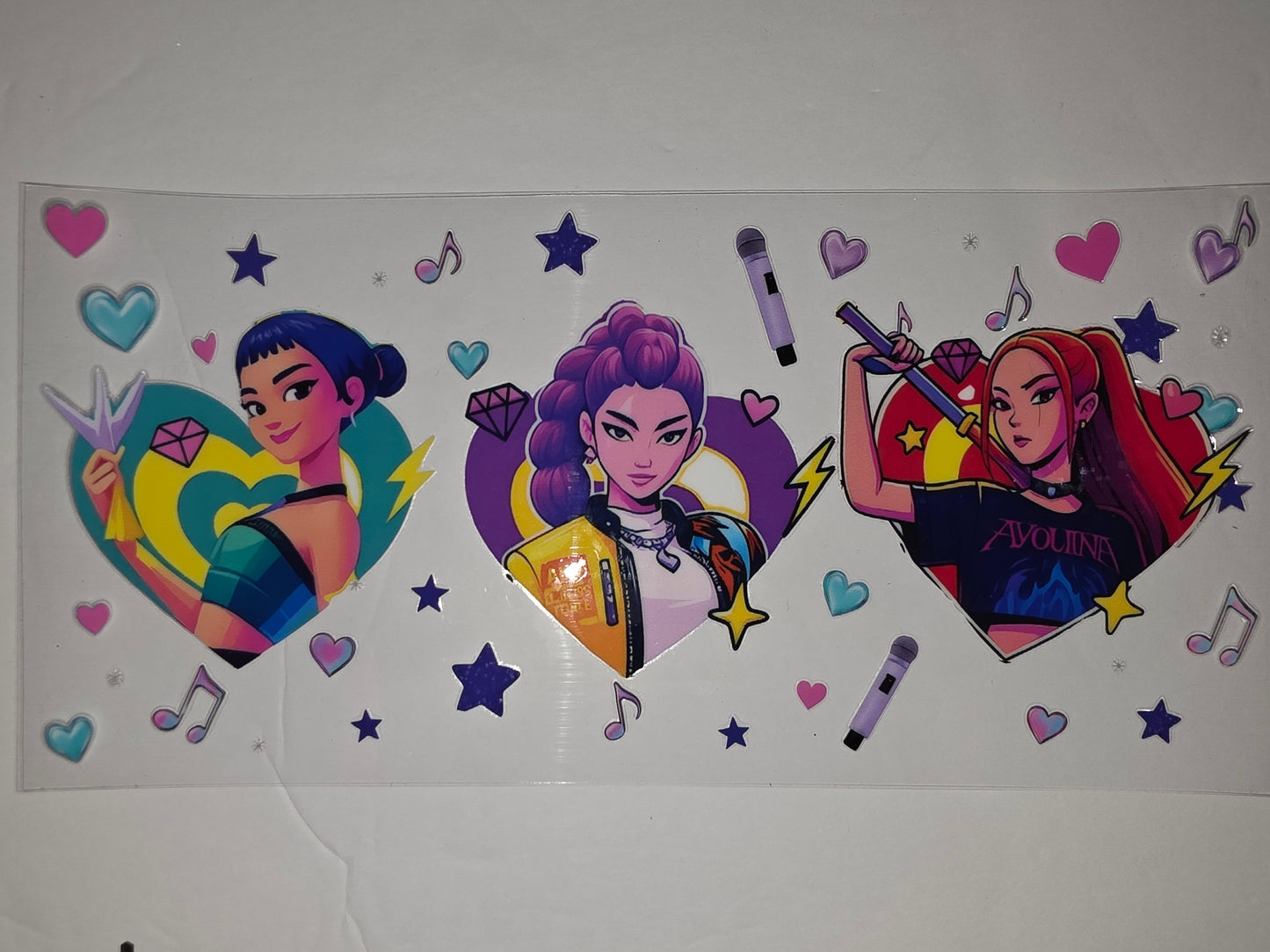K-Pop Girl Group Tumbler Wrap - Anime Style, Hearts, Stars & Music Notes