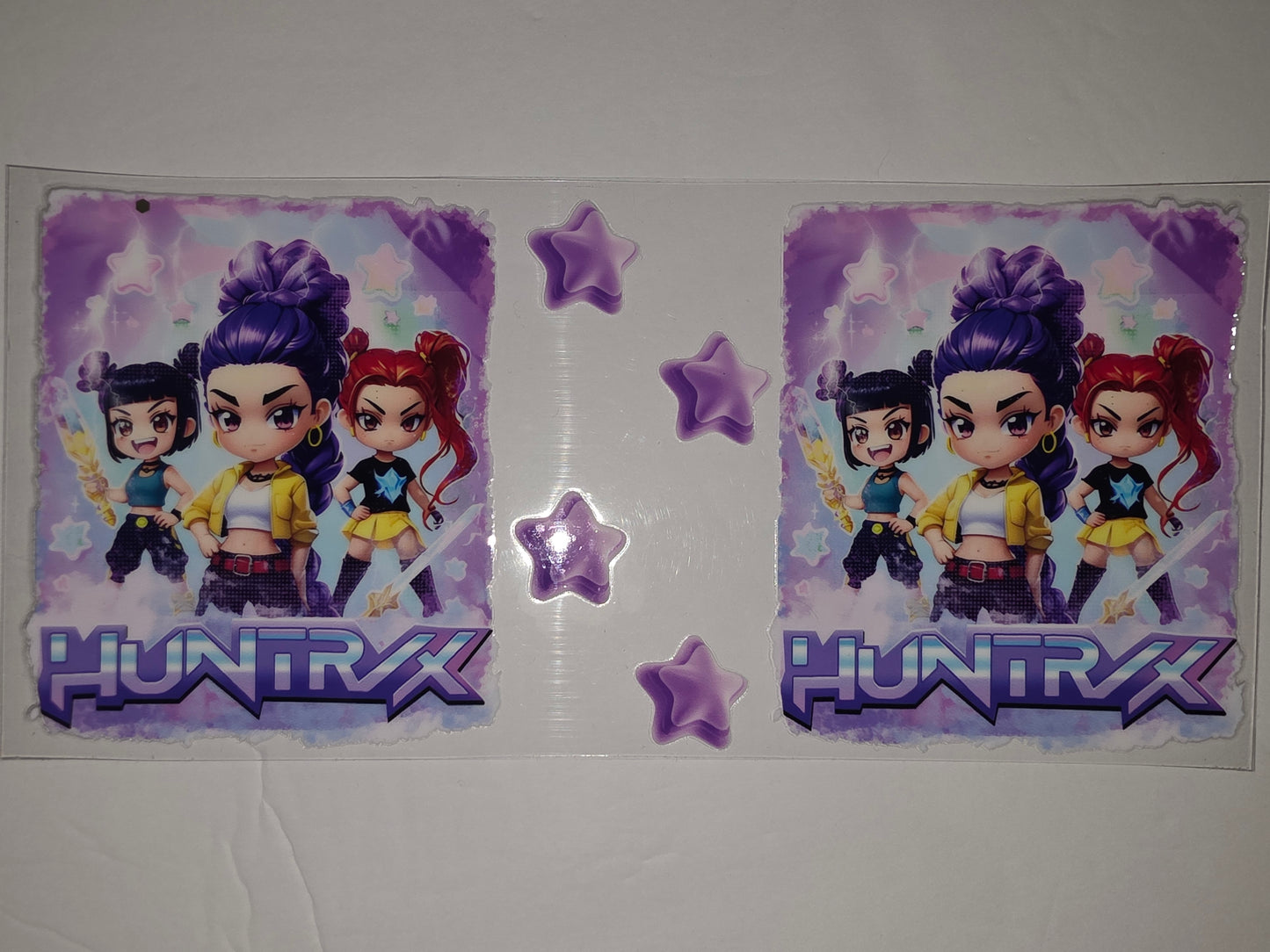 Chibi Anime Girls Tumbler Wrap - Purple Stars & Lightning Design