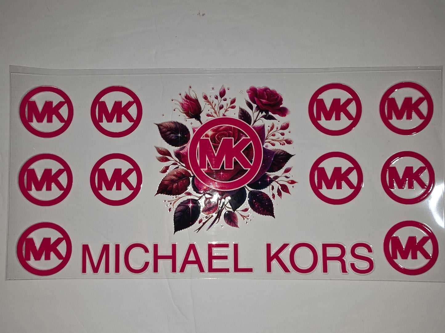 Pink Floral MK Logo Tumbler Wrap | Michael Kors Inspired Drinkware Decal