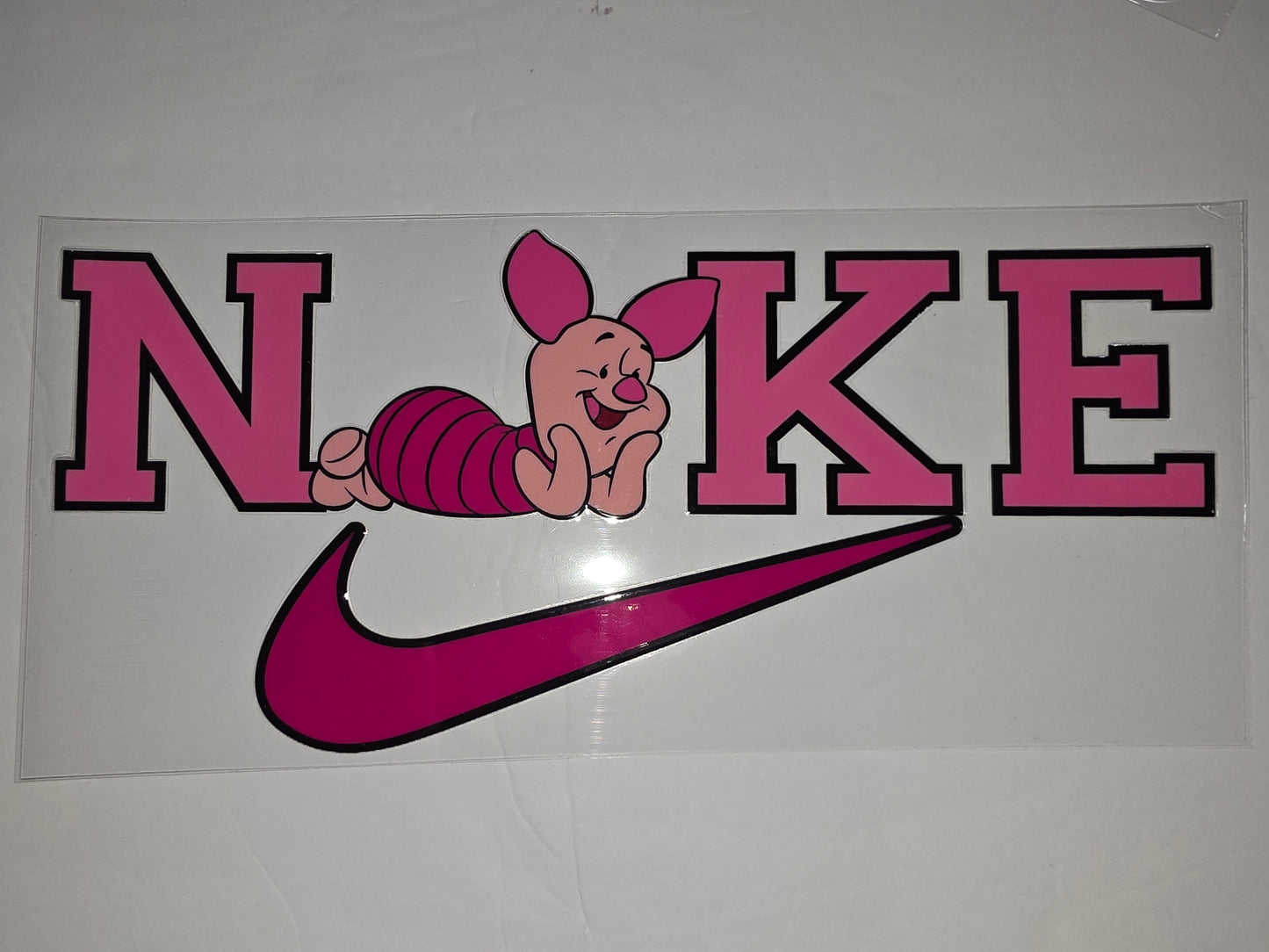 Pink Piglet Nike Logo Tumbler Wrap | Cute Cartoon Drinkware Decal