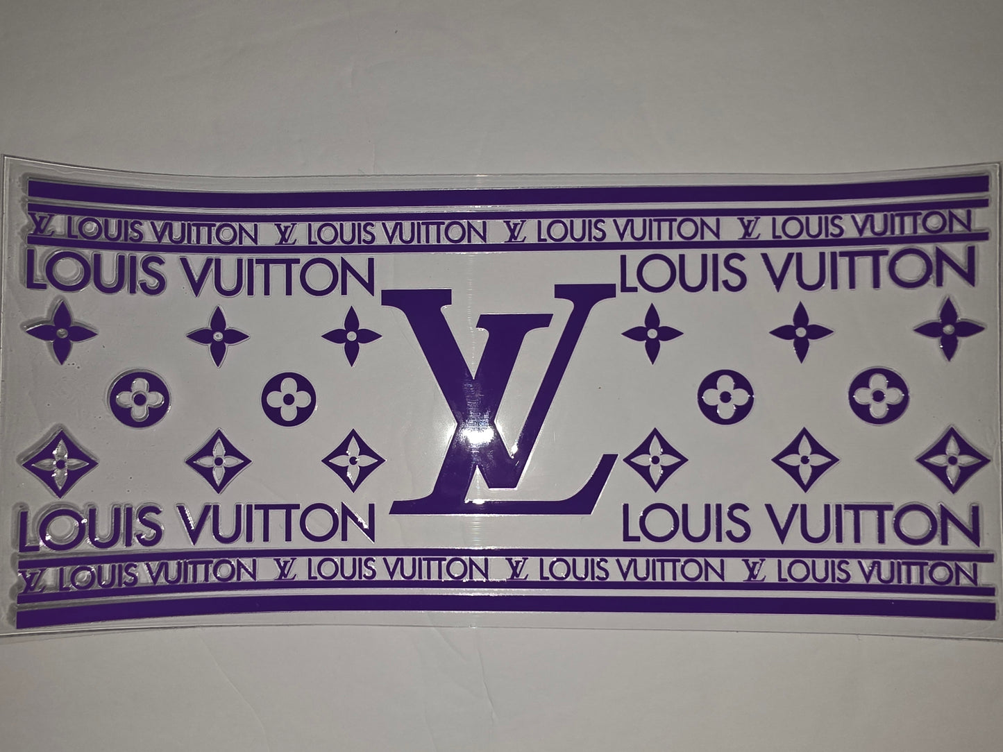 Purple LV Monogram Tumbler Wrap | Luxury Floral & Diamond Pattern Cup Decal