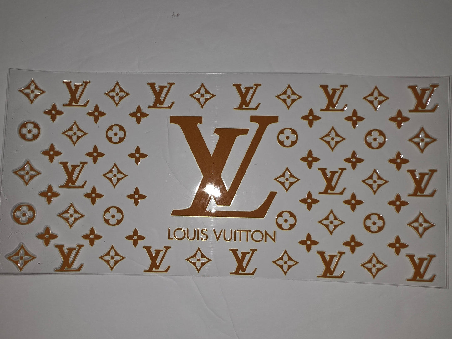 Luxury Monogram Tumbler Wrap - Gold LV & Flower Pattern