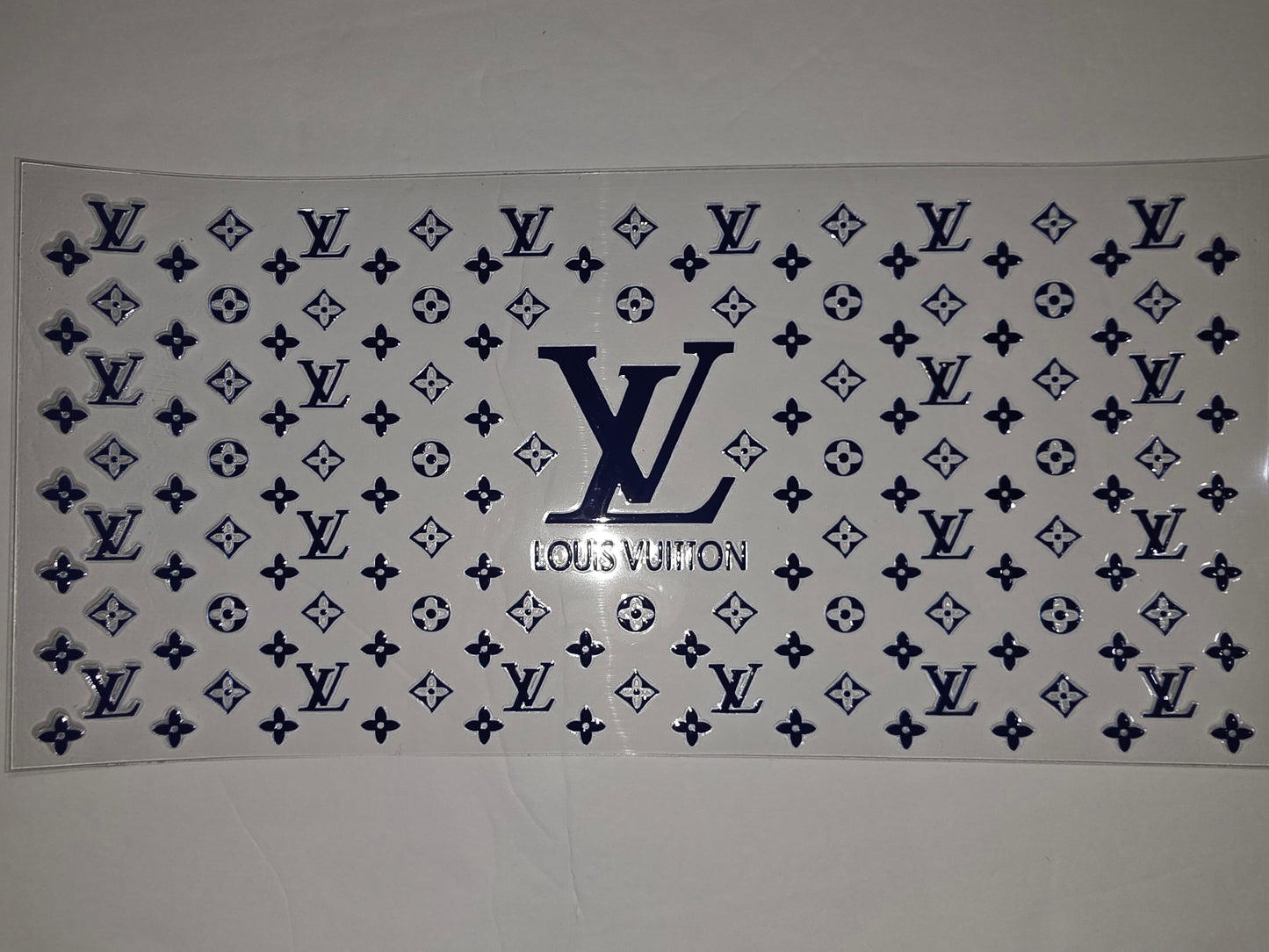 Navy Blue LV Monogram Flower Tumbler Wrap | Luxury Pattern Drinkware Decal