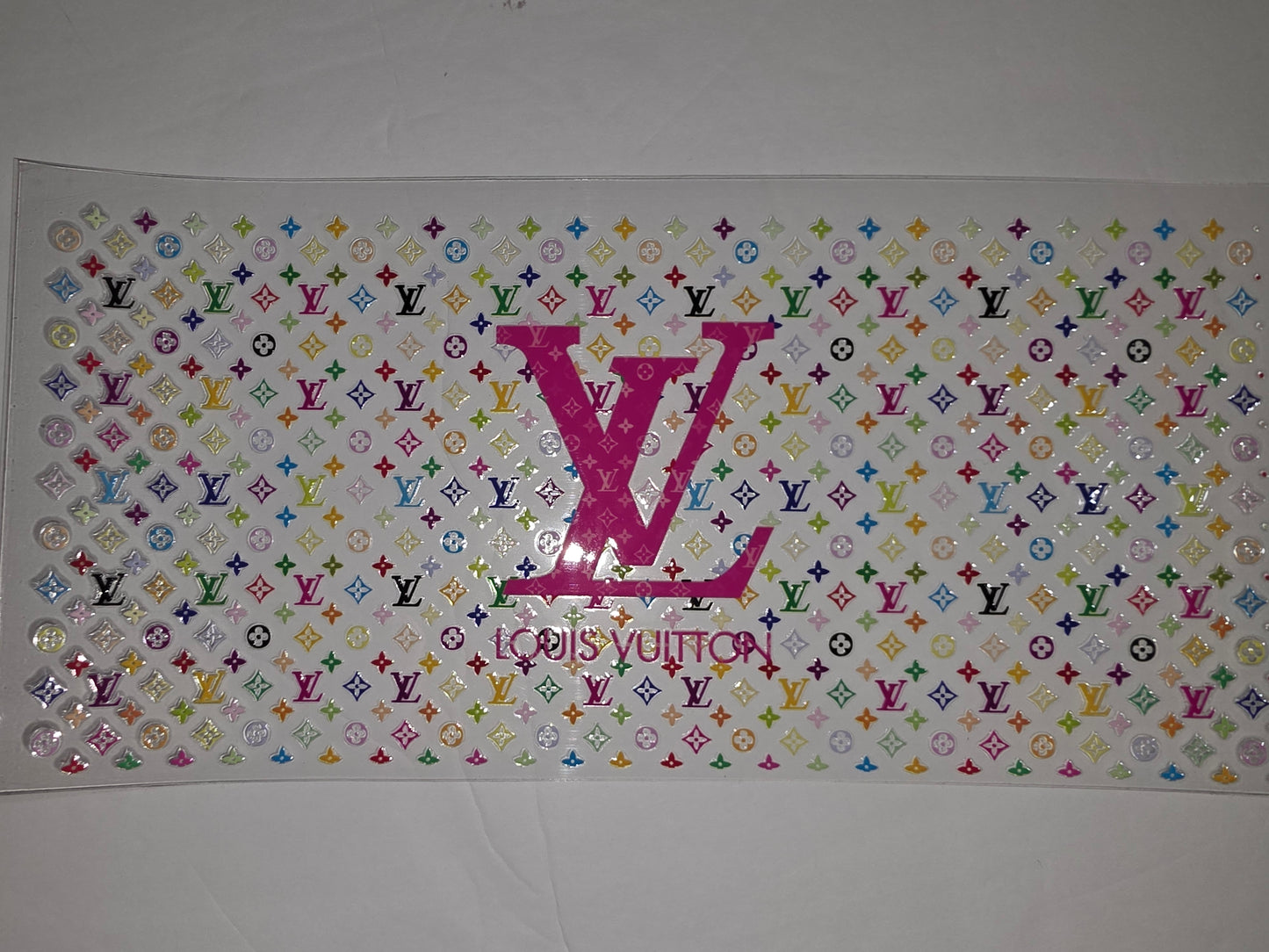 Rainbow Monogram Tumbler Wrap | Multi-Color LV Inspired Design | Sublimation Cup Art