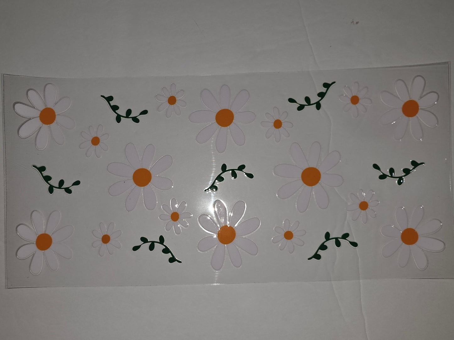 Daisy Flower Tumbler Wrap - White & Orange Floral Design for Cups
