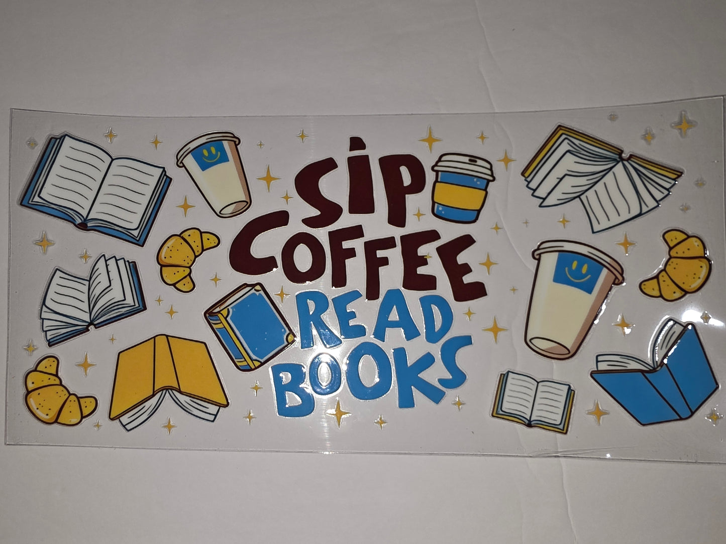 Cute Coffee & Books Tumbler Wrap | Sip Coffee Read Books Design | Bookworm Gift